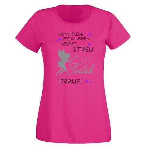 G-graphics T-Shirt Damen T-Shirt - Wenn Dich dein Leben nervt, streu Feenstaub drauf! mit trendigem Frontprint, Slim-fit, Aufdruck auf der Vorderseite, Spruch/Sprüche/Print/Motiv, für jung & alt