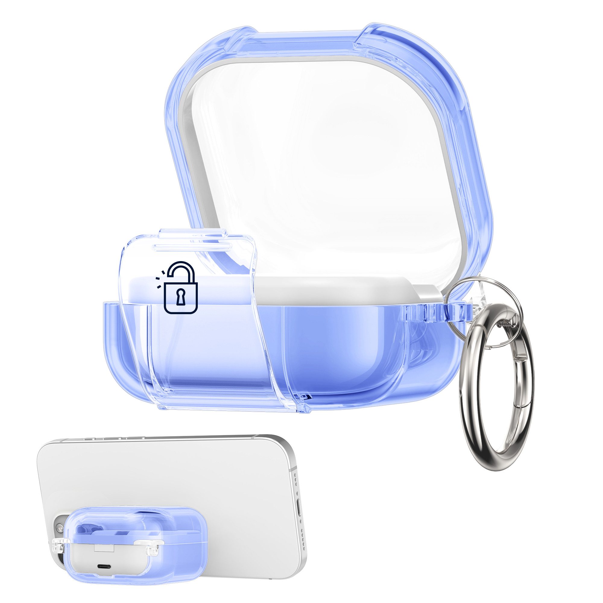 kwmobile Kopfhörer-Schutzhülle Kopfhörer Case fürSamsung Galaxy Buds 4 / Galaxy Buds 4 Pro Hülle, Headphones TPU Cover mit Standfunktion und Sicherheitsverschluss