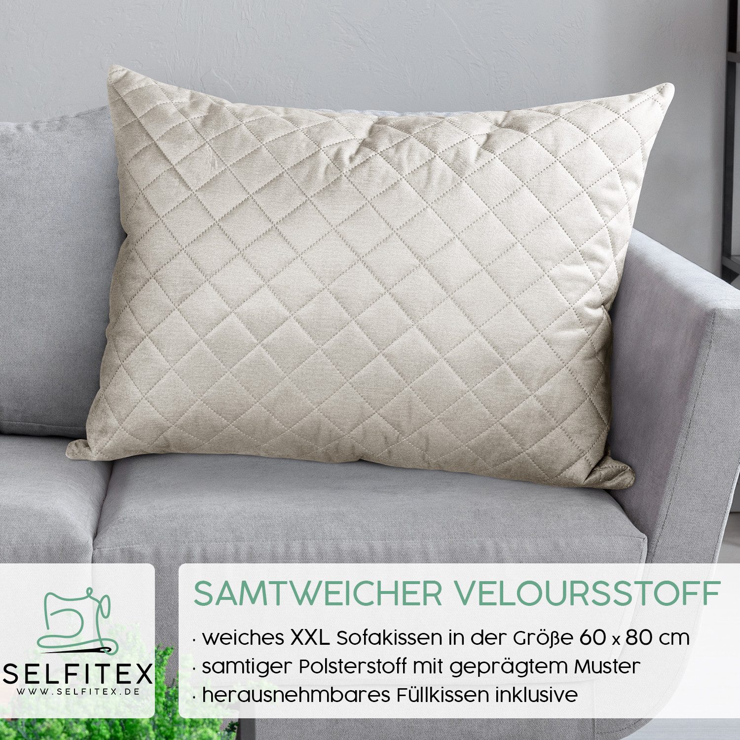 Selfitex Dekokissen mit Veloursbezug, inkl. Füllkissen, günstig online kaufen