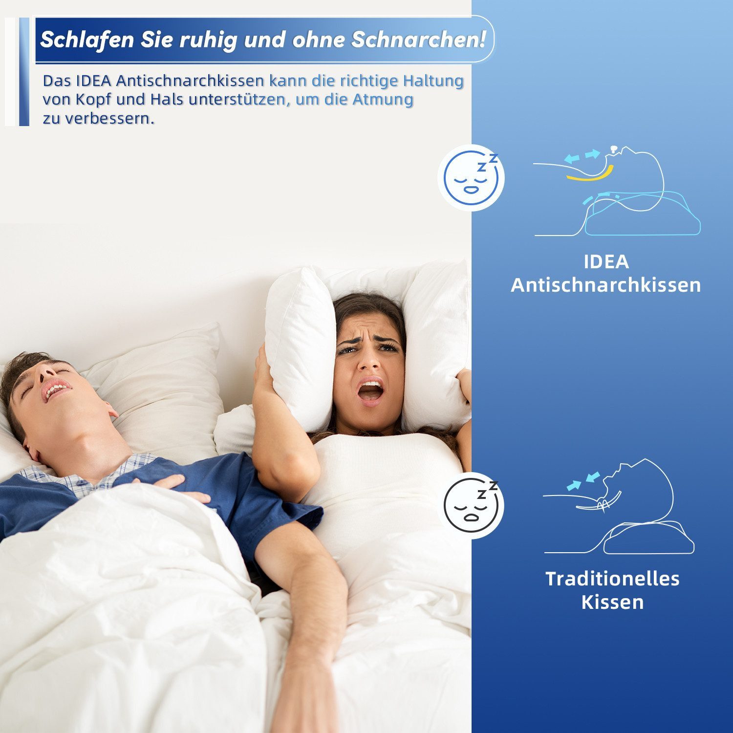 Esun Kopfkissen Memory Foam Kissen, Kopfkissen, Nackenkissen, Seitenschläferkissen, Füllung: Memory foam, Rückenschlafer, Bauchschlafer, Seitenschlafer, Set, Ki – Bild 4 von 5