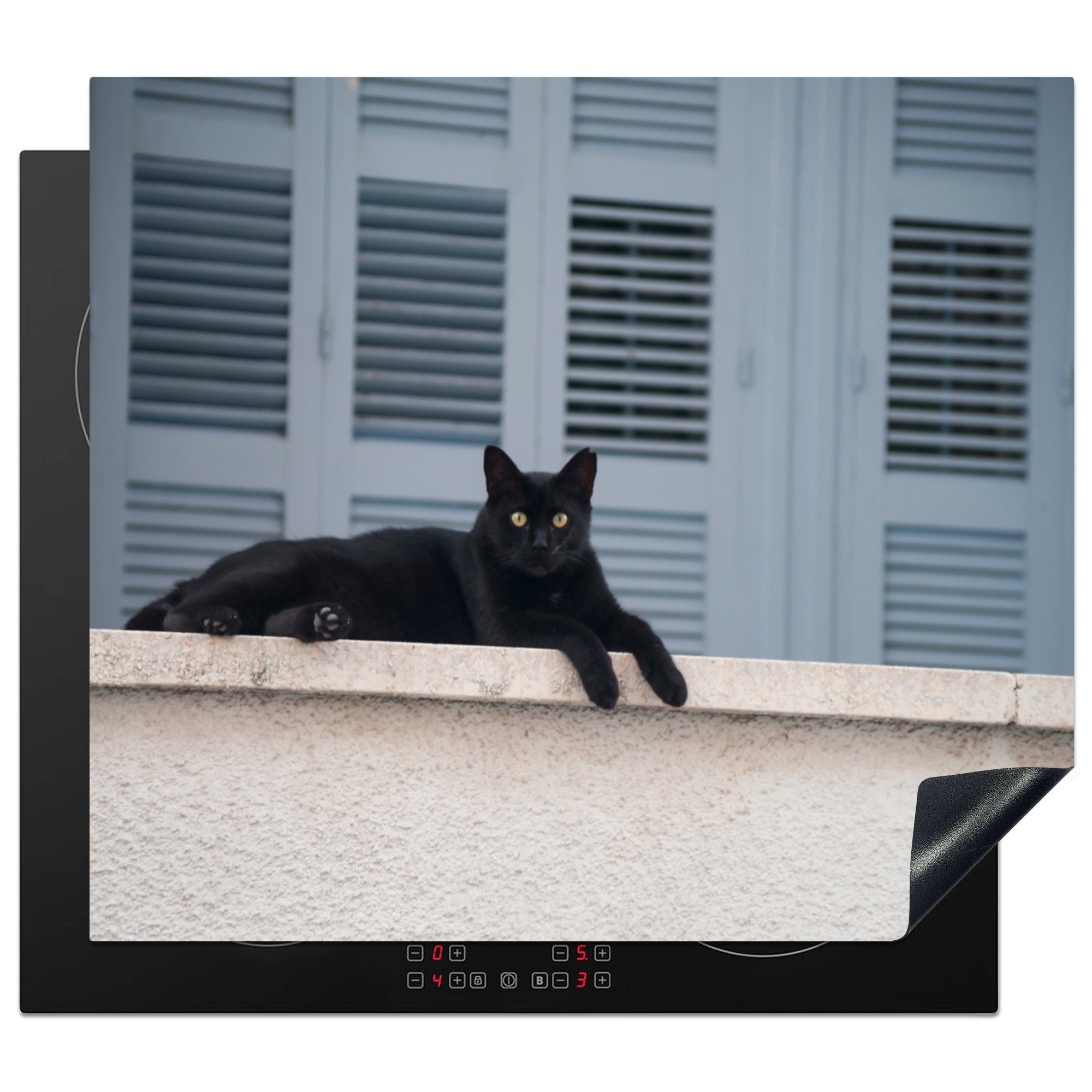 Herdblende-/Abdeckplatte Kind, für Kinder - Mädchen Ceranfeldabdeckung (1 Katze die - cm, Schwarz Jungen Fensterläden 59x52 - - Vinyl, tlg), küche, - - Induktionsmatte MuchoWow