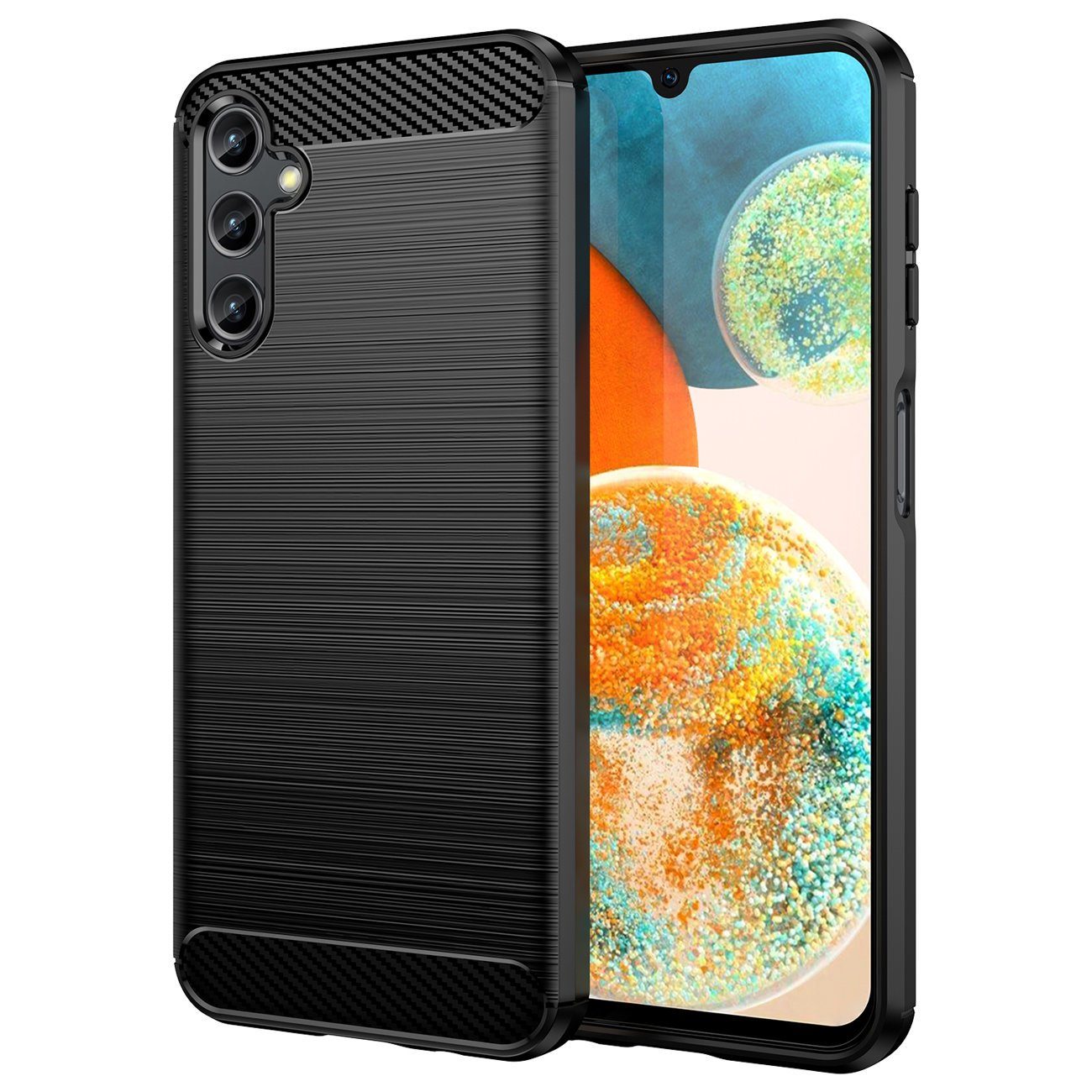cofi1453 Bumper Carbon Case Hülle für Samsung Galaxy A14 5G flexible Silikon Hülle