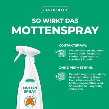 Silberkraft Insektenspray Mottenspray gegen Kleider- & Lebensmittelmotten, 500 ml, 1-St., Wirkt innerhalb von 24-48 h - OHNE Permethrin