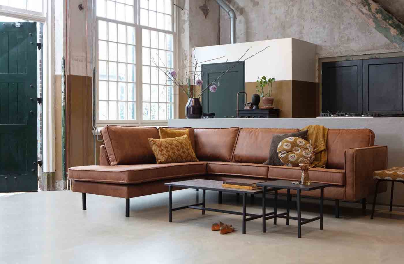 WOOOD Ecksofa Rodeo Ecksofa Lederoptik, links Cognac