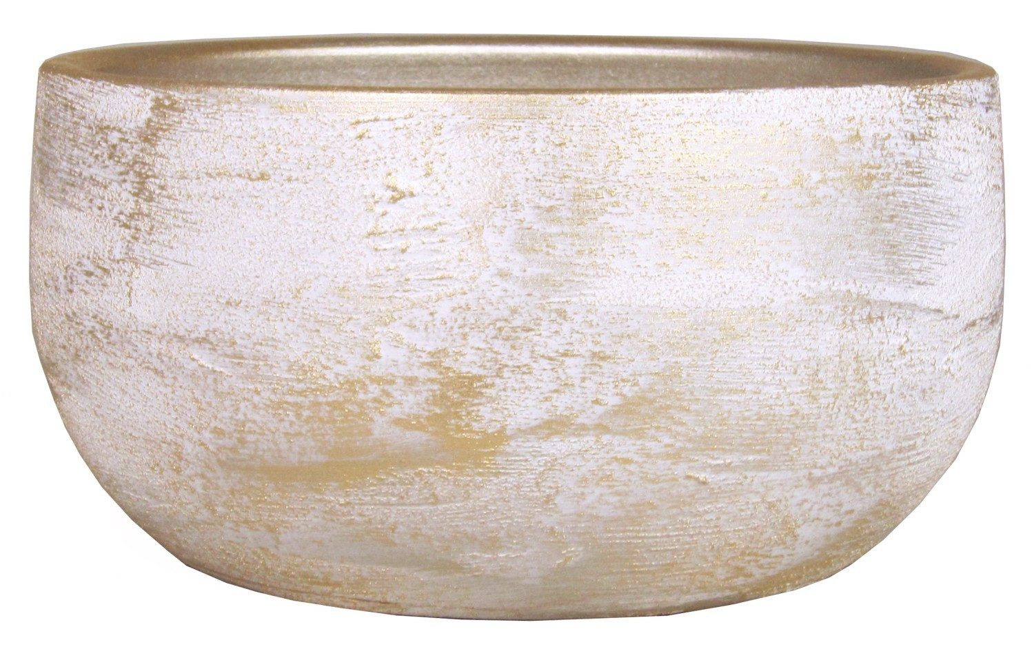 INNA-Glas Dekoschale Keramik Blumenschale AETIOS, Farbverlauf, weiß-Gold, 13cm, Ø28cm