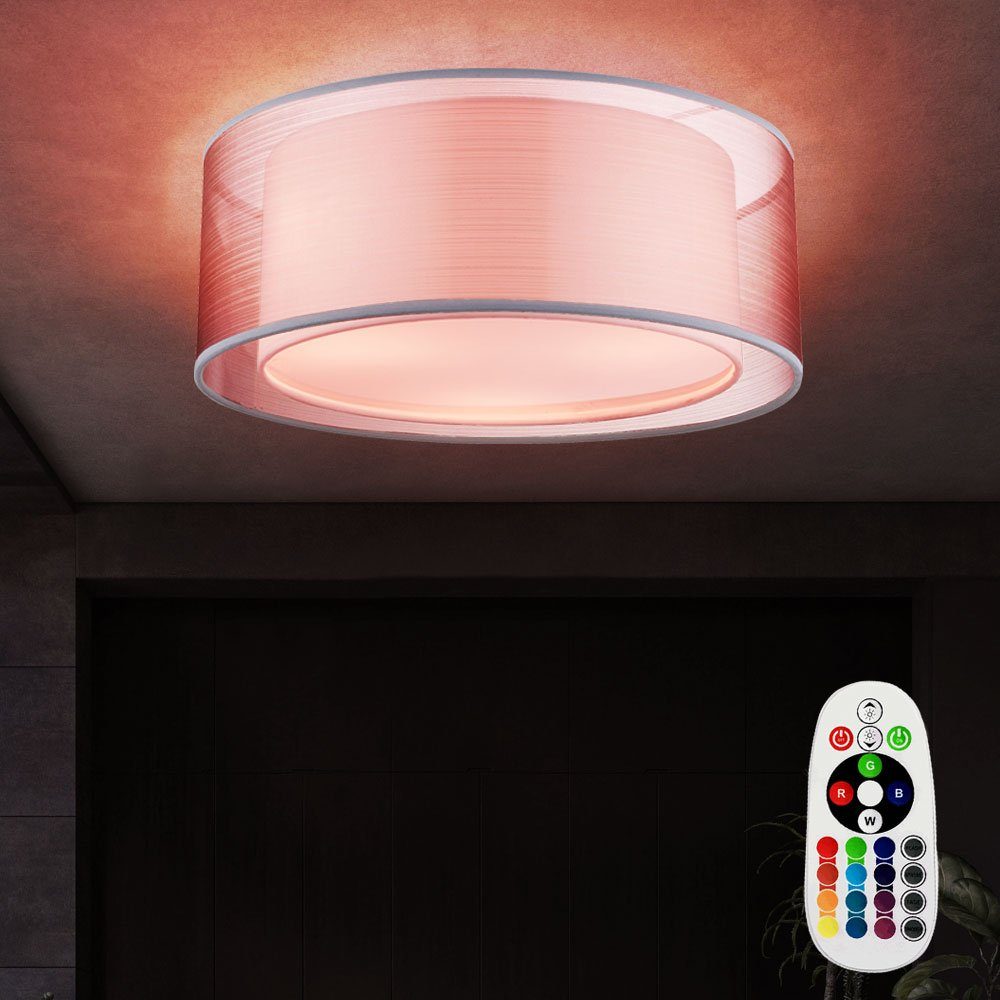 etc-shop LED Deckenleuchte, Leuchtmittel inklusive, Warmweiß, Farbwechsel, Decken Leuchte Arbeits Zimmer Beleuchtung Textil Lampe DIMMER im Set