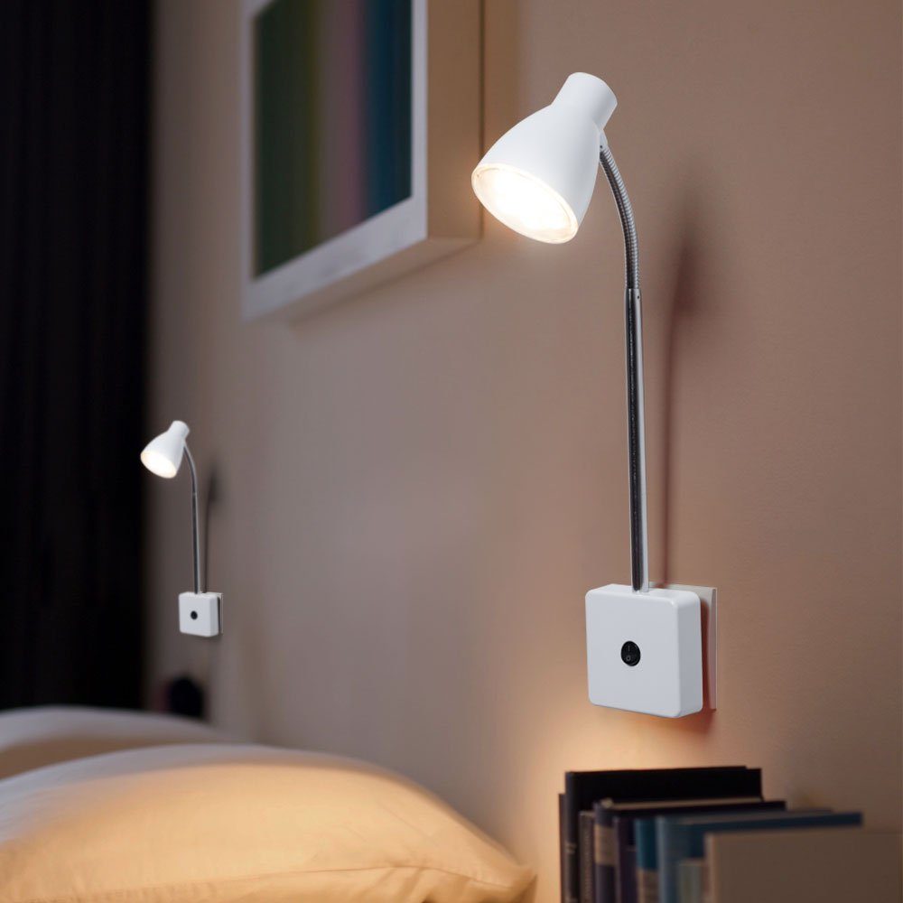 Flexo LED Steckerleuchte LED inklusive, Wandleselampe Bett Warmweiß, Wandleuchte, Briloner Leuchten Lampen Leuchtmittel Schlafzimmer,