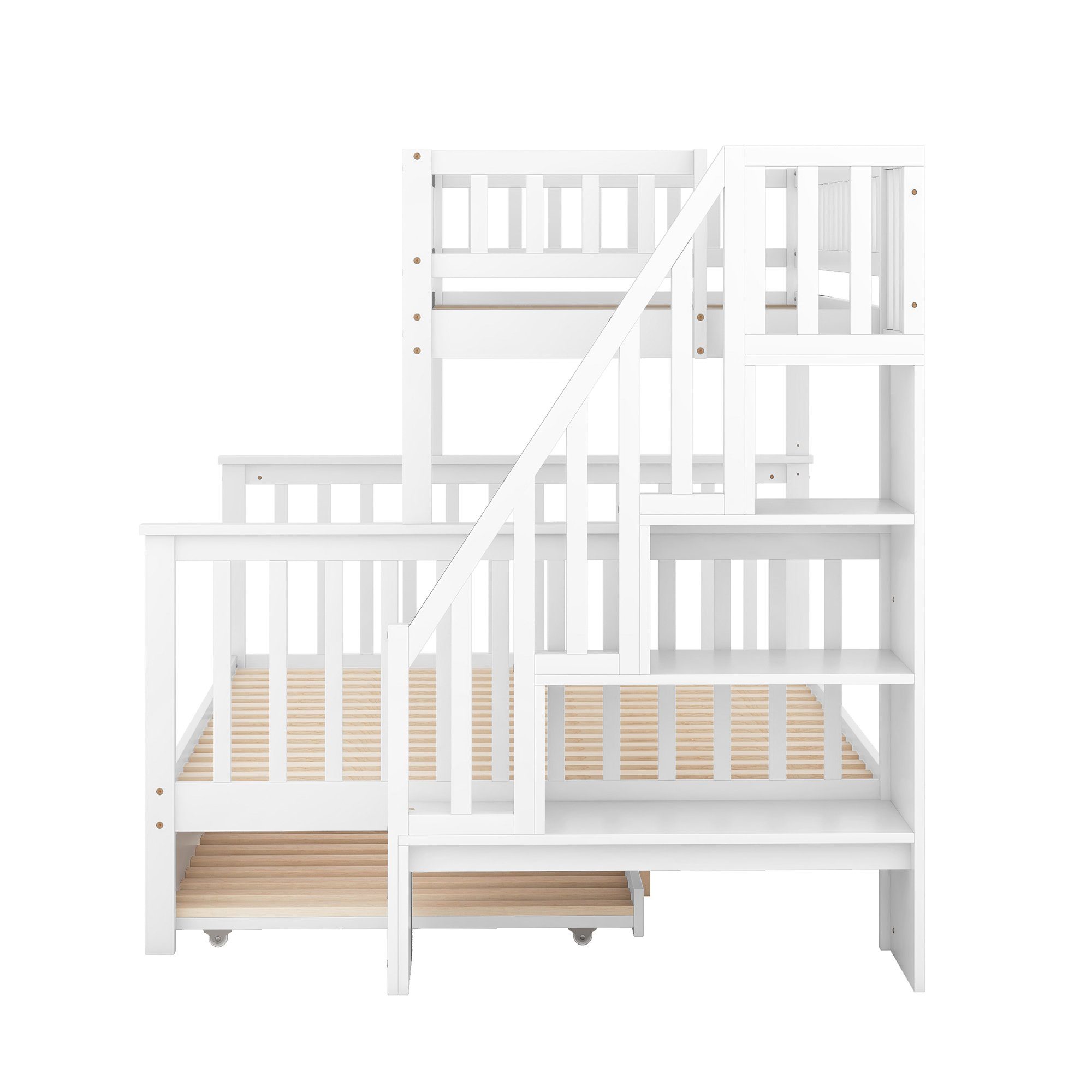 YESGIGA Etagenbett 90x200 - Mit 3 Treppen & Schubladen