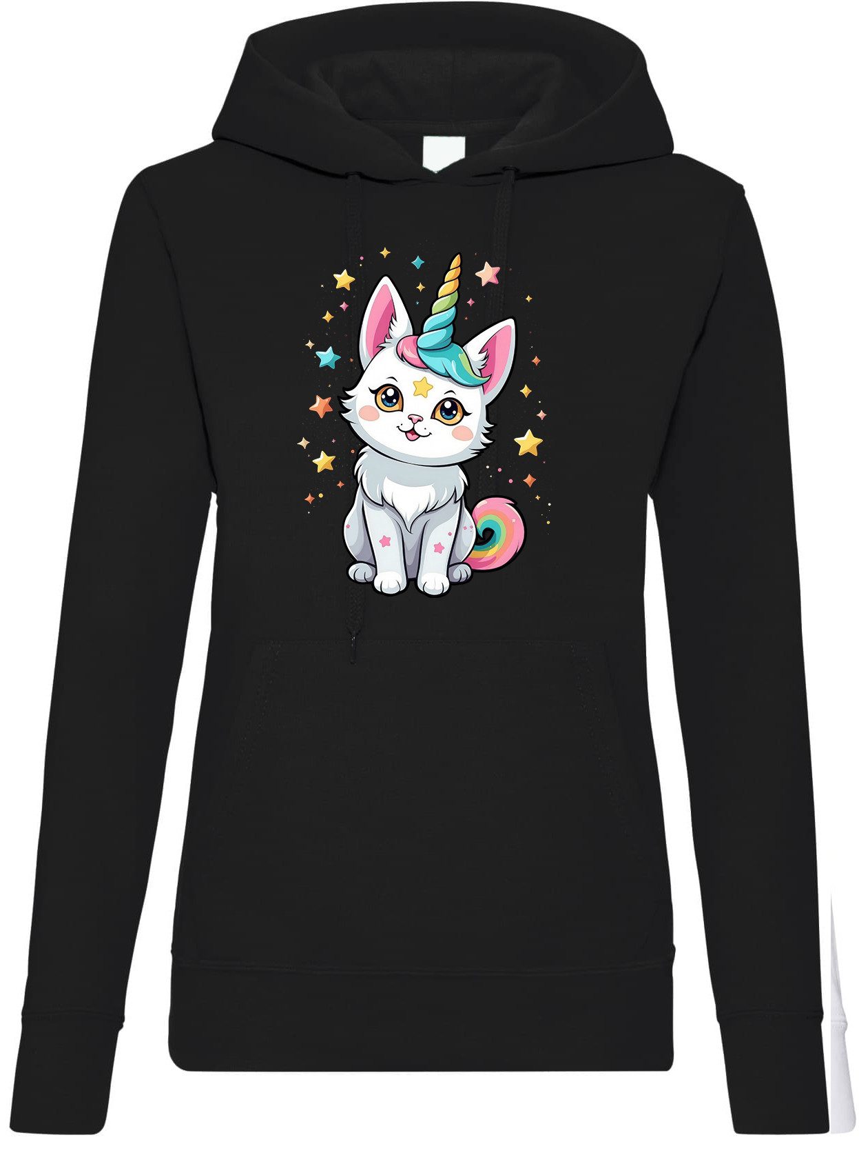 Kapuzenpullover Katze Einhorn Damen Hoodie Pullover