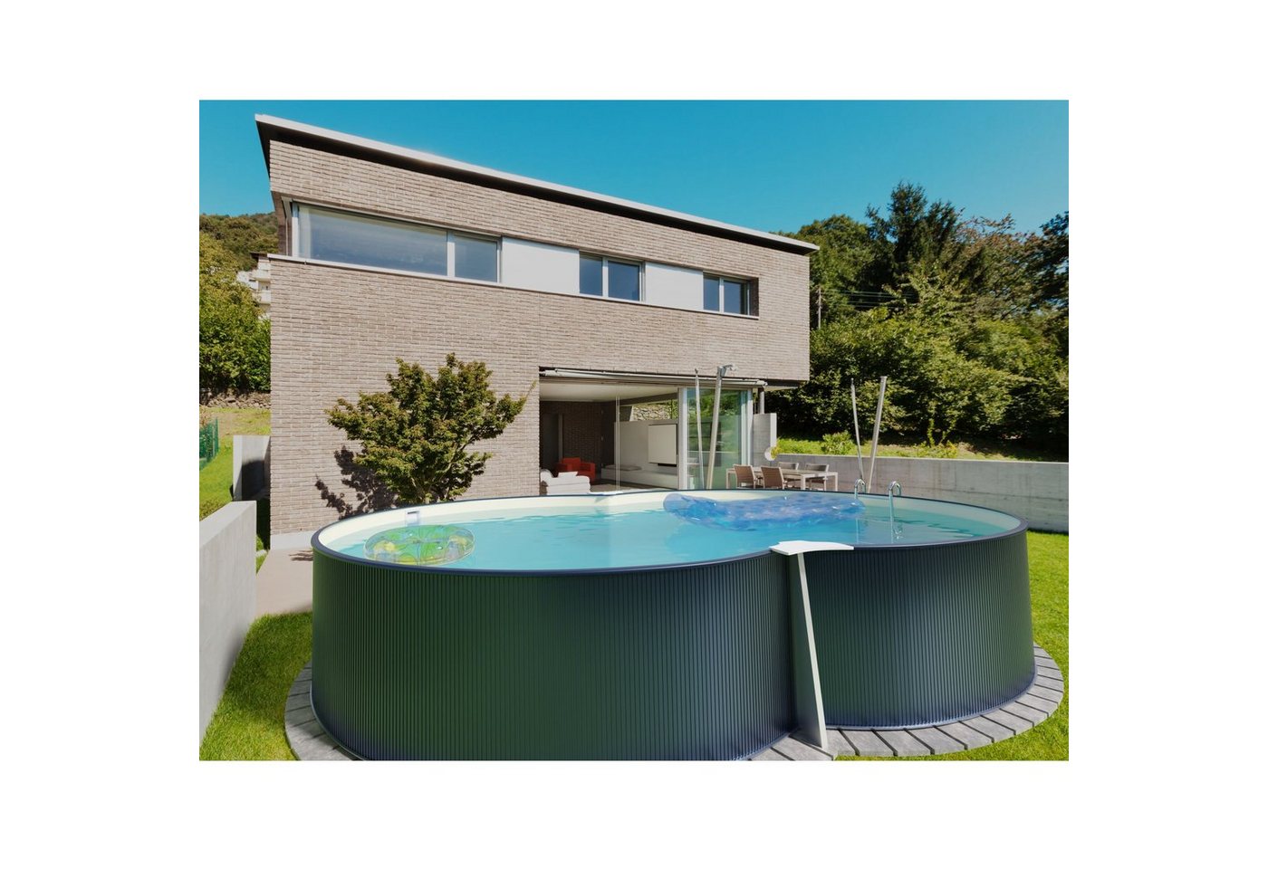 Thumbnail - Planet Pool Achtformpool Stahlwandpool achtform 540x350x120 cm, Stahl 0,4 m (Einzelbecken), verzinkte Stahlwand