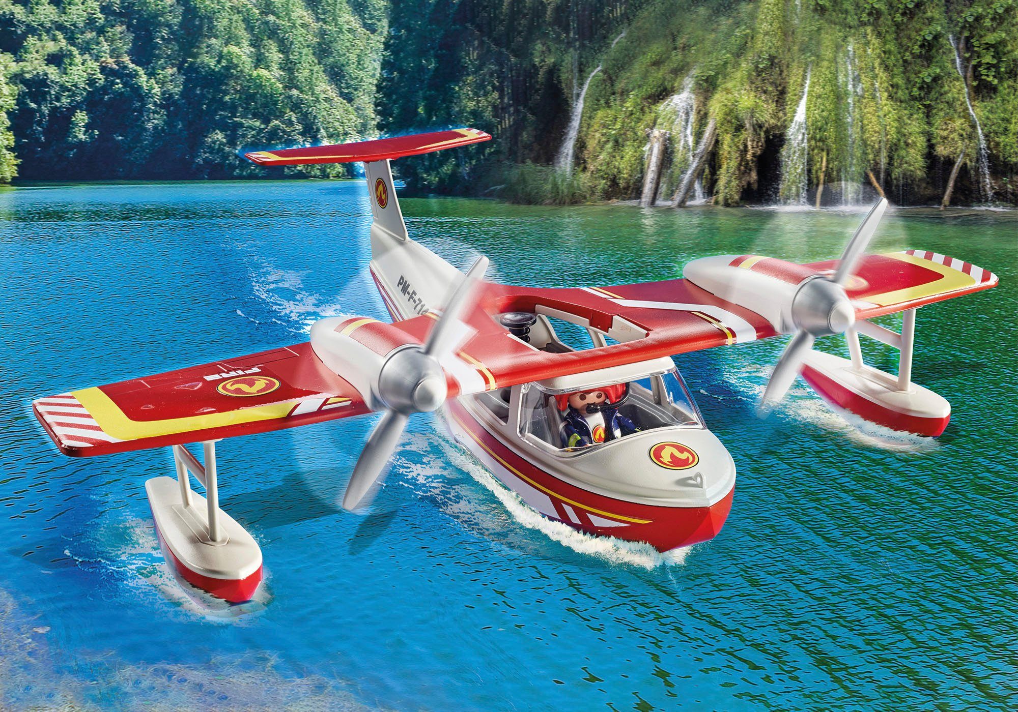 Playmobil® Feuerwehrflugzeug mit Löschfunktion (71463), Action Heroes Konstruktions-Spielset, (34 St), Made in Europe