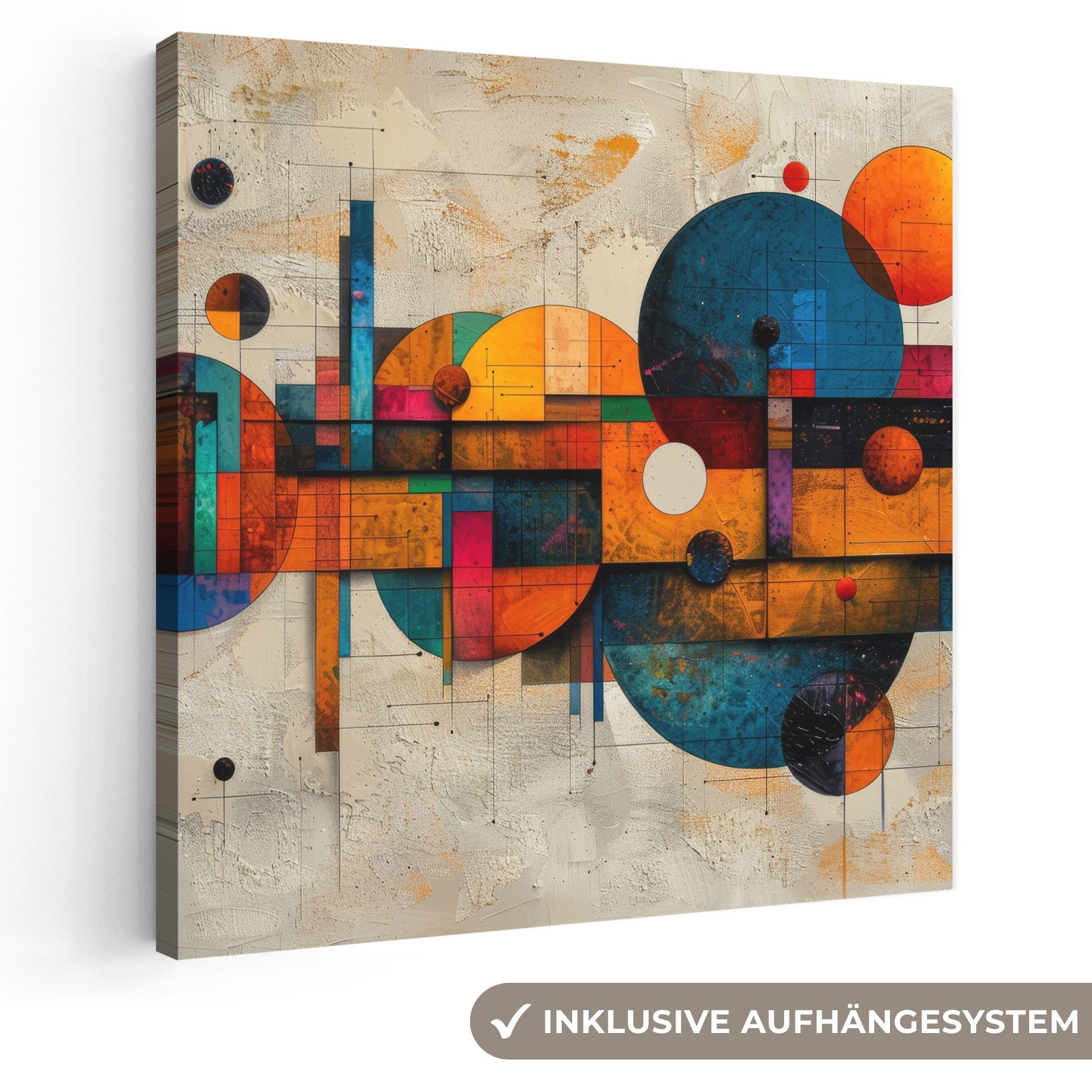 OneMillionCanvasses® Leinwandbild Kunst - Bunt - Modern - Formen, Fotodruck (1 St), Wandbild, Deko Schlafzimmer Wohnzimmer Flur 20x20 cm