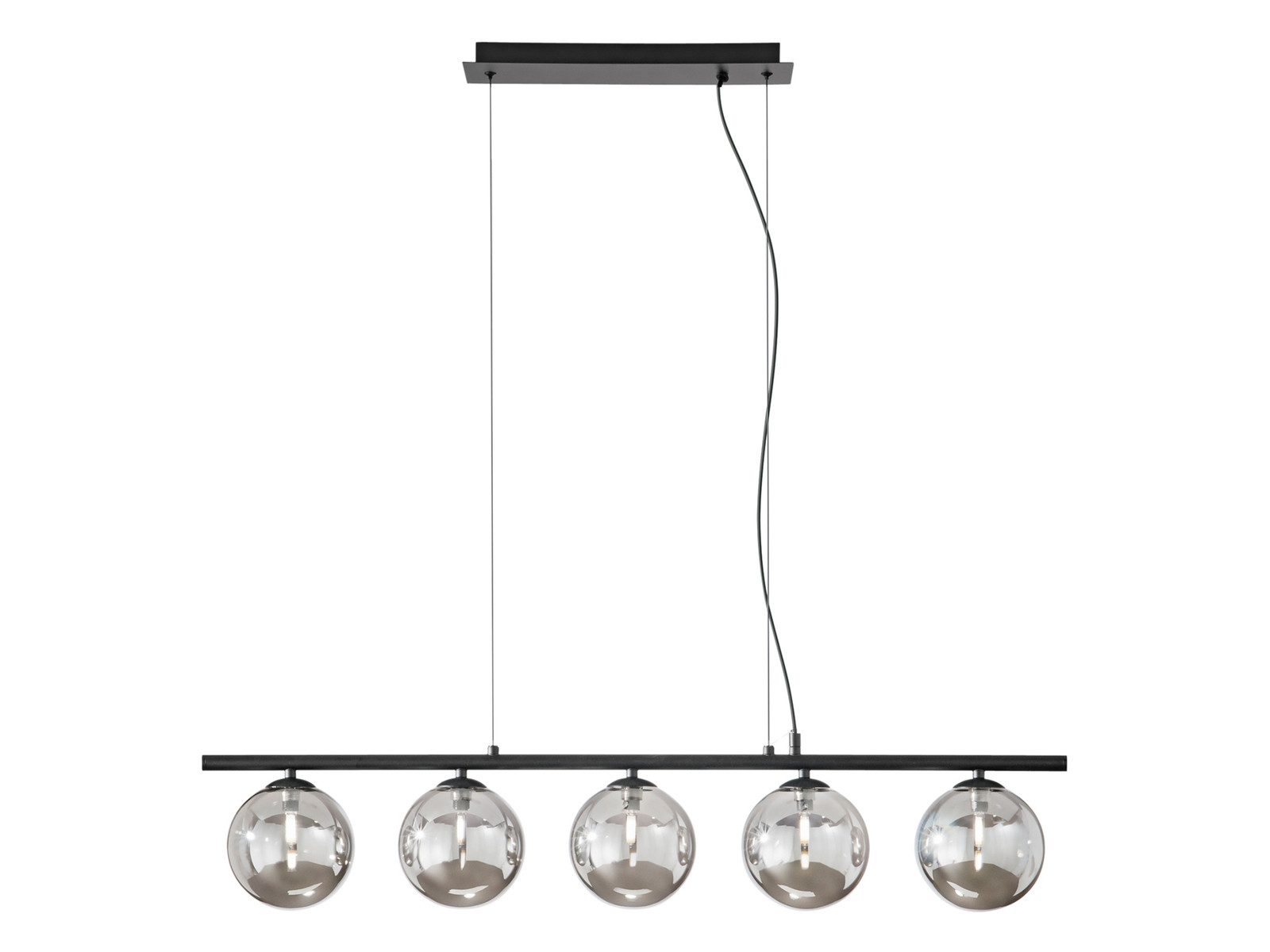 Luce Ambiente Design LED Pendelleuchte mit Rauchglas-Kugeln Breite 100cm, Dimmfunktion, LED wechselbar, über Schalter in 3 Stufen dimmbar, Warmweiß, ausgefallene Hängelampe mehrflammig hängend für Esstisch inkl. G9 LEDs