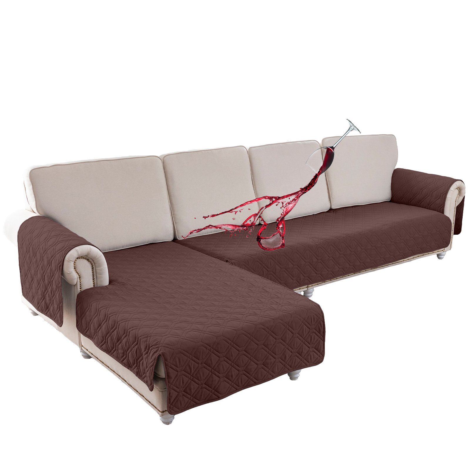 Jibenhome Sofabezug 100% Wasserdicht Sofabezüge L-Form, 2 Stück Couchüberzüge Sofahusse, Sofaschoner Sofa Schutz Abdeckung,Rutschfes Ecksofa Sofaüberwurf Hunde