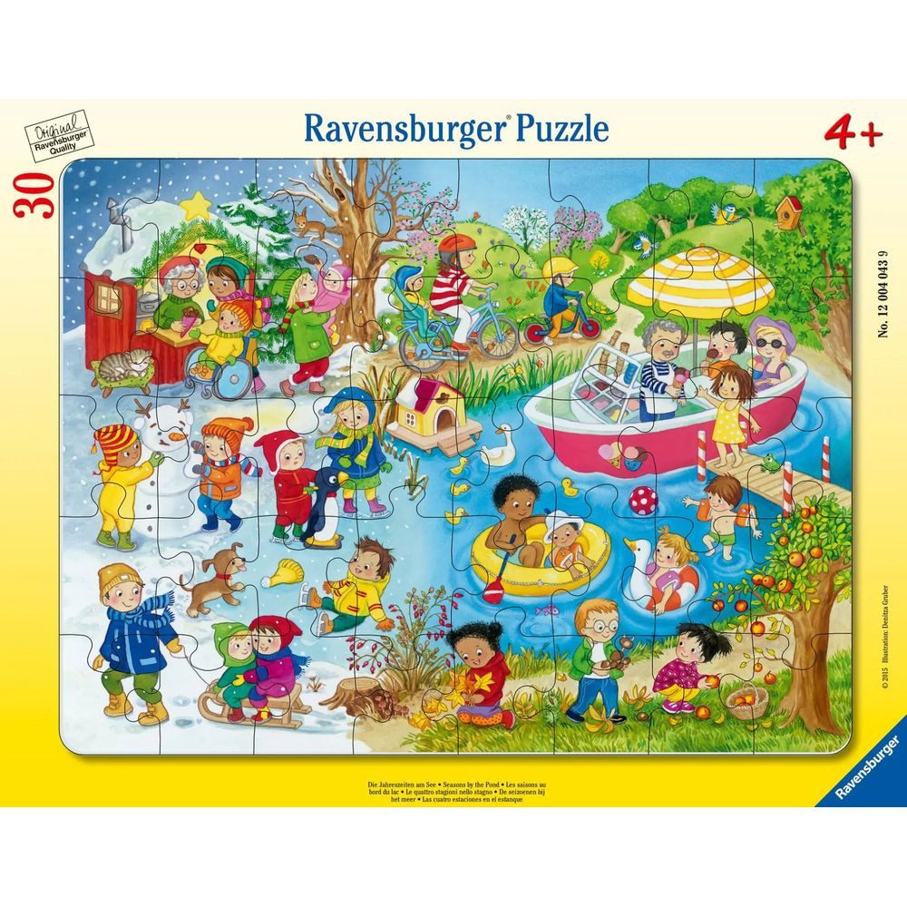 Ravensburger Puzzle Kinderpuzzle 40 Teile - Die Jahreszeiten am See, 40 Puzzleteile