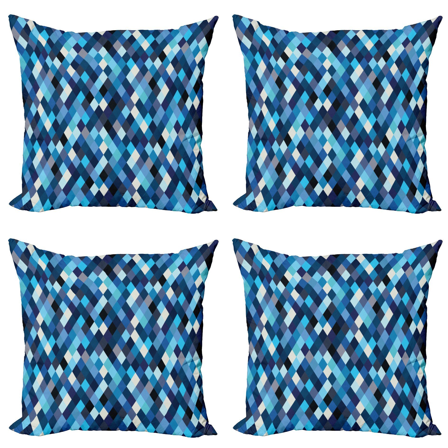Digitaldruck, getönte Stück), Blau Abakuhaus Accent Modern Hexagons Doppelseitiger (4 Kissenbezüge Bunt