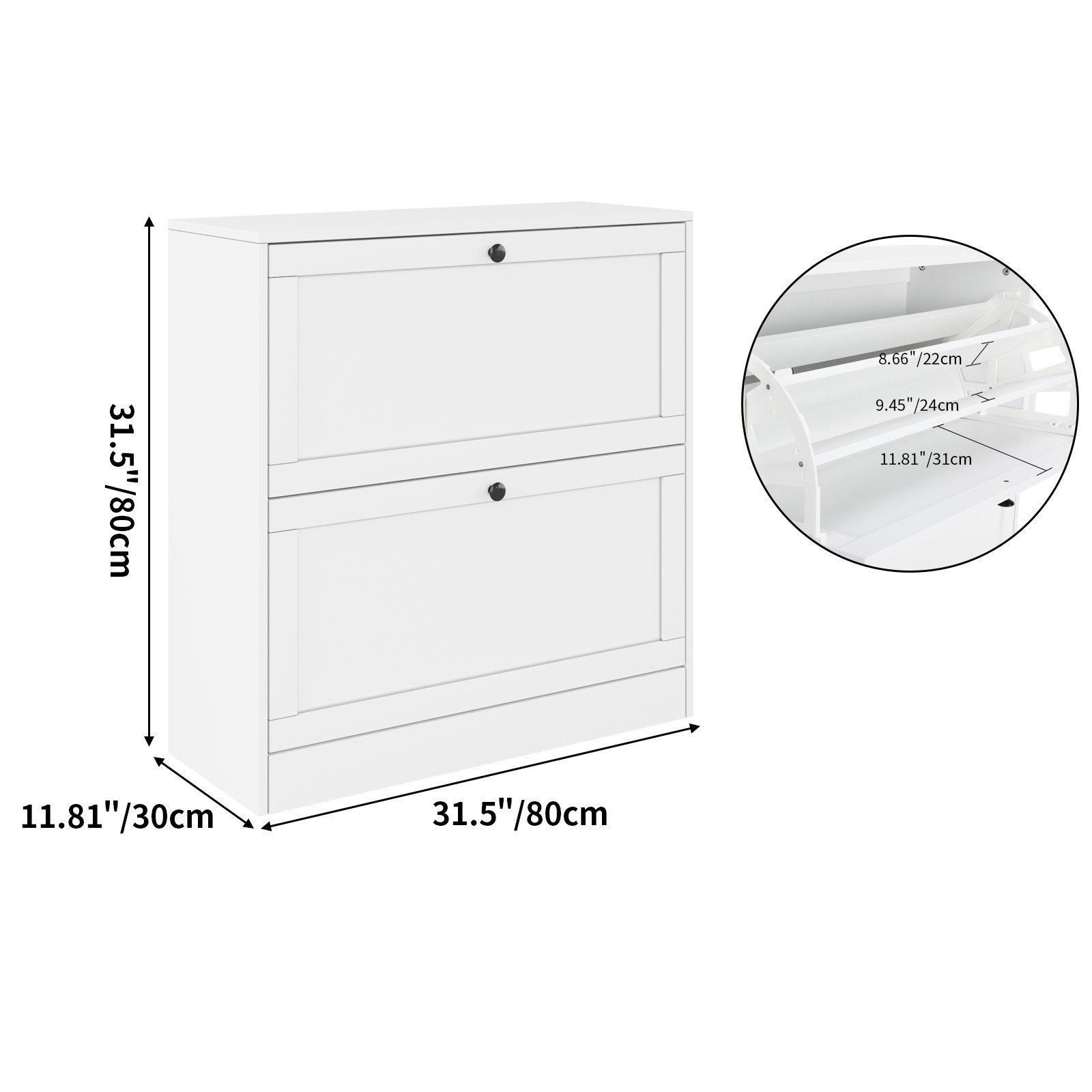 VOWNER Schuhschrank schlank, 30 x 80 cm mit 2 Klappen, schlank, 80 x 30 x 8 günstig online kaufen