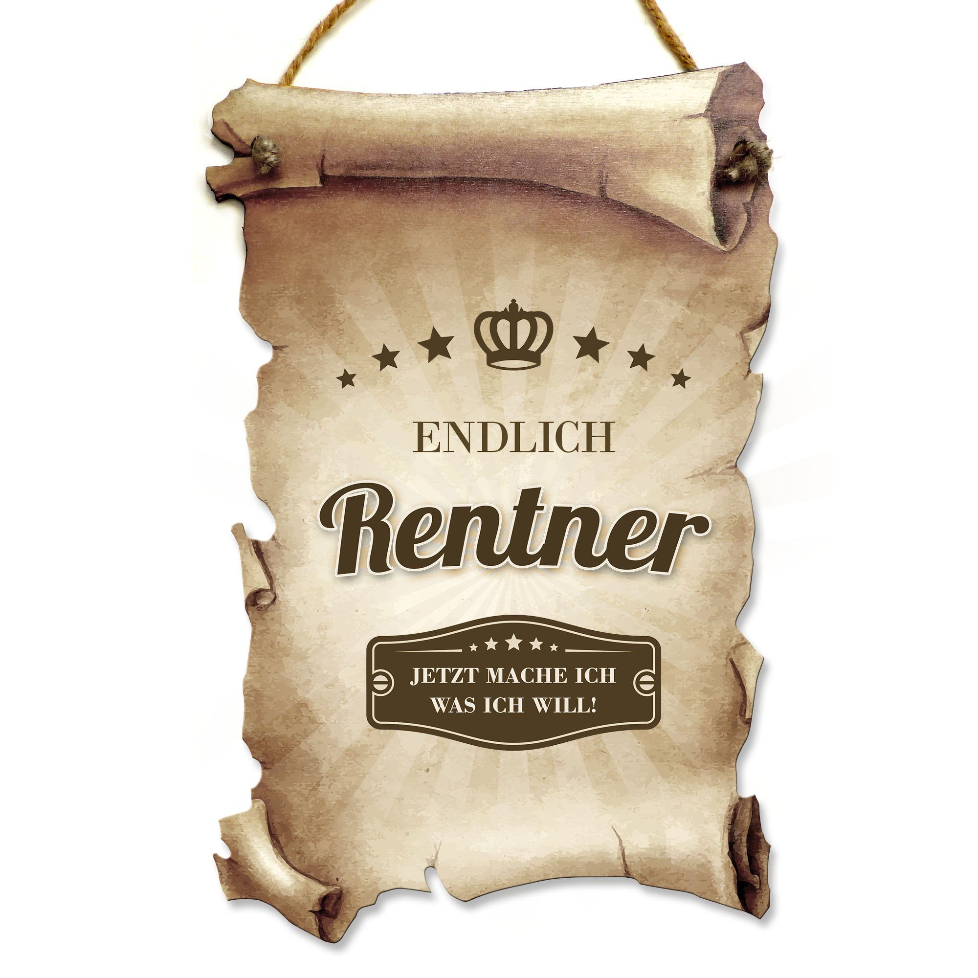 Kreative Feder Wanddekoobjekt Rentner, DekoSchild aus Holz in