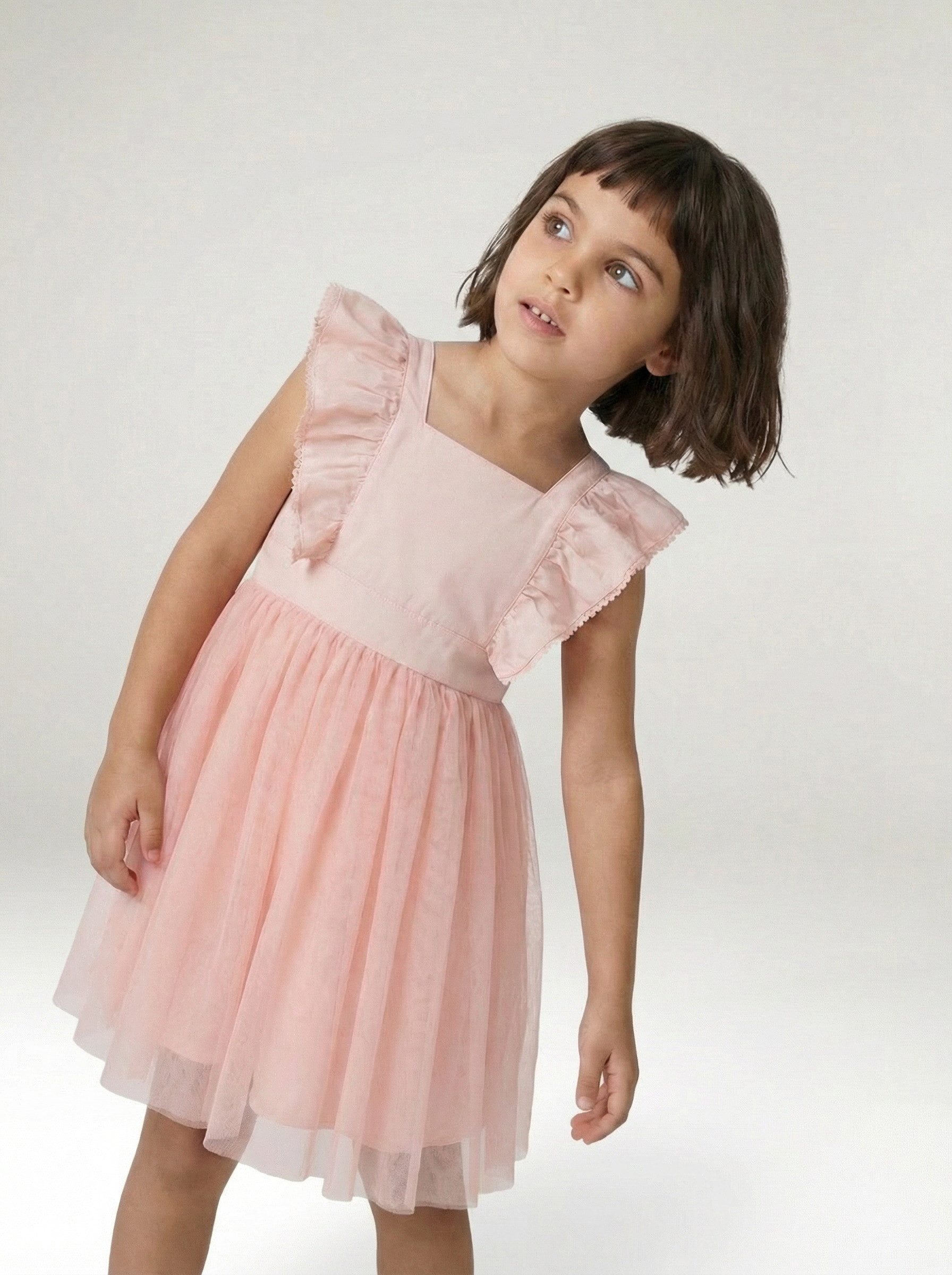 vertbaudet Minikleid Festliches Mädchen Volantkleid, Musselin & Tüll – Bild 5 von 5