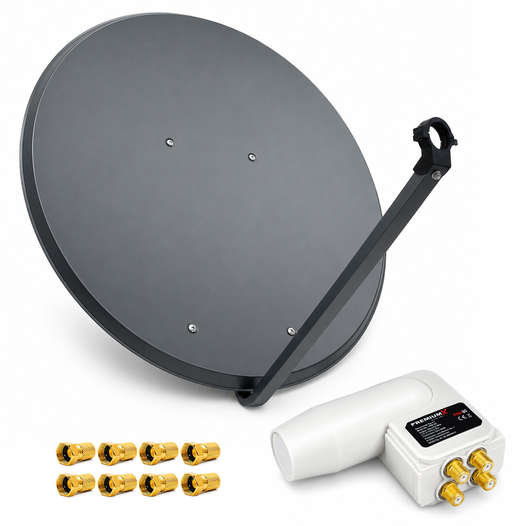 PremiumX SAT Anlage 100cm Satellitenschüssel Aluminium Quad LNB F-Stecker SAT-Antenne