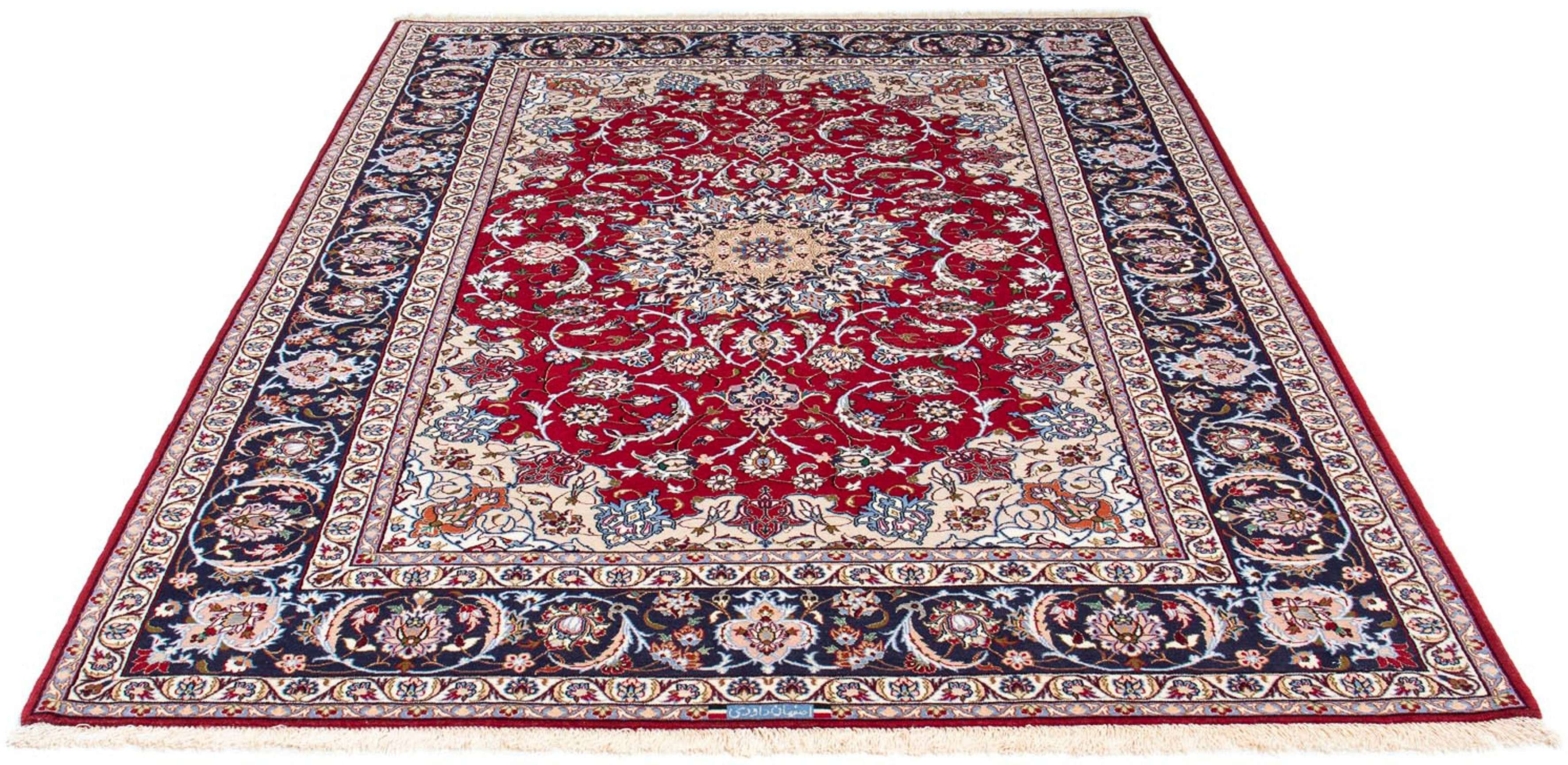 Orientteppich Perser - Isfahan - Premium - 227 x 164 cm - dunkelrot, morgenland, rechteckig, Höhe: 6 mm, Wohnzimmer, Handgeknüpft, Einzelstück mit Zertifikat