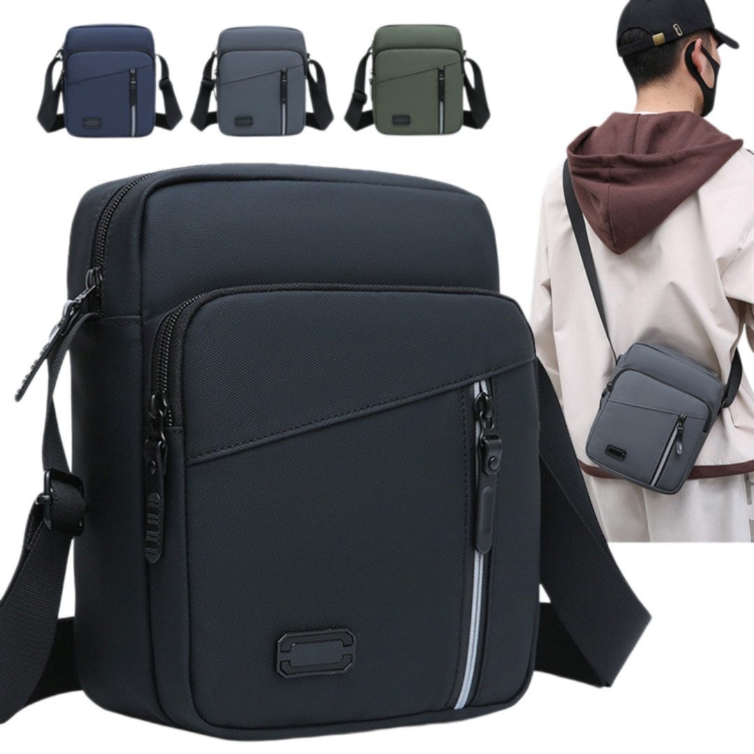 Zaewry Schultertasche Oxford Herren Tasche,Umhängetasche, Herrentasche Zum Umhängen (Verstellbarer Schultergurt Wasserdichtes Mit reflektierenden Streif), Crossbody Handytasche für Arbeit Reise Alltagsleben