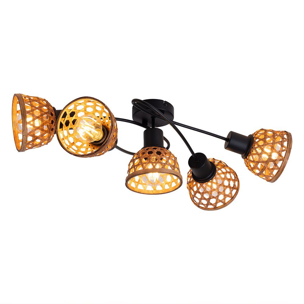 nicht LED Deckenleuchte Bambus Style Deckenspot, Leuchtmittel Deckenlampe Boho etc-shop inklusive, Strahler