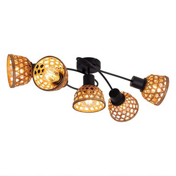 etc-shop LED Deckenspot, Leuchtmittel nicht inklusive, Strahler Deckenleuchte Bambus Deckenlampe Boho Style