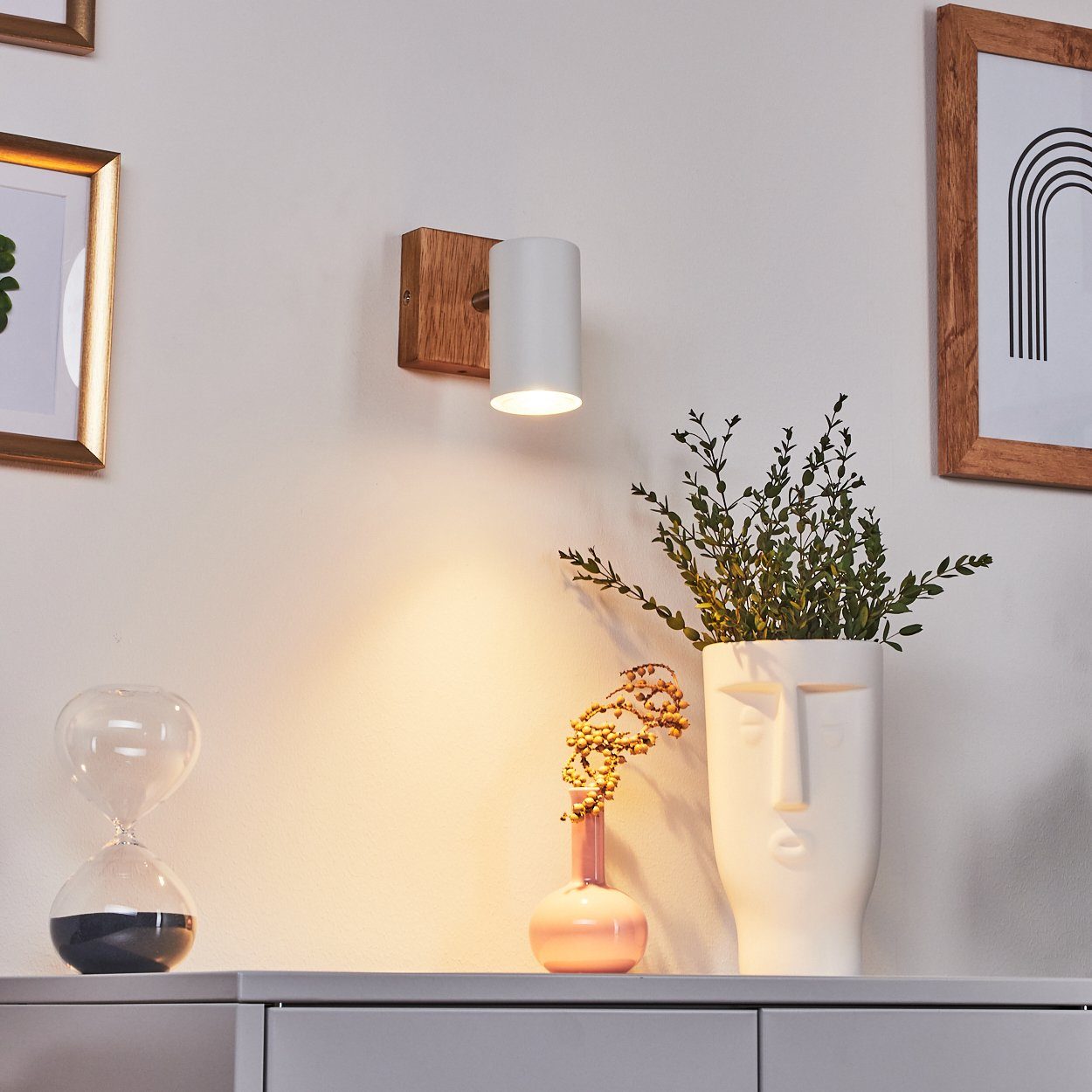 »Godo« in Leuchtenkopf GU10 ohne ist hofstein Holz, Zimmerlampe, aus Deckenleuchte weiß Metall und dreh-/schwenkbar, Leuchtmittel, Wandlampe