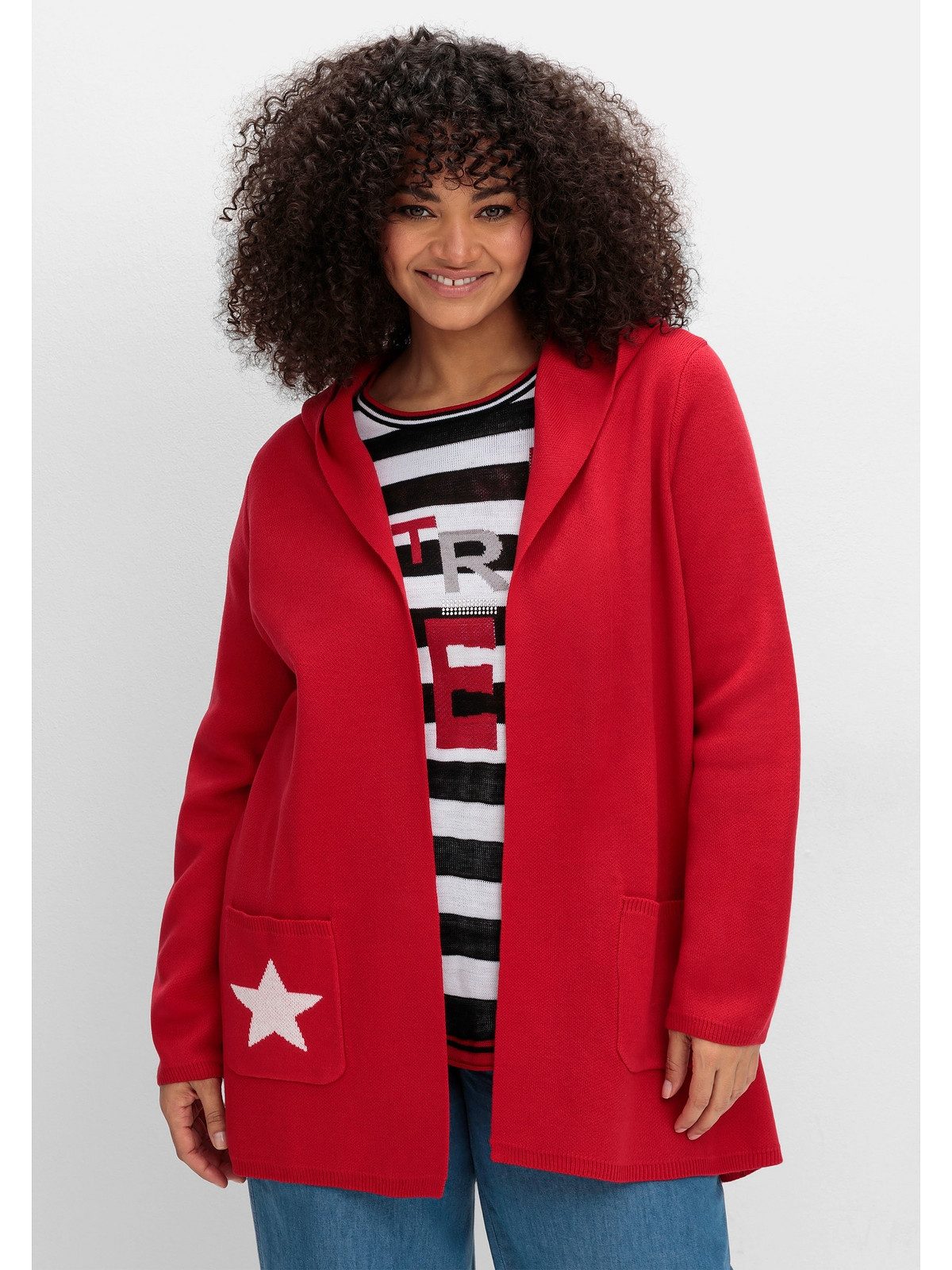 Sheego Strickjacke Große Größen mit Kapuze günstig online kaufen