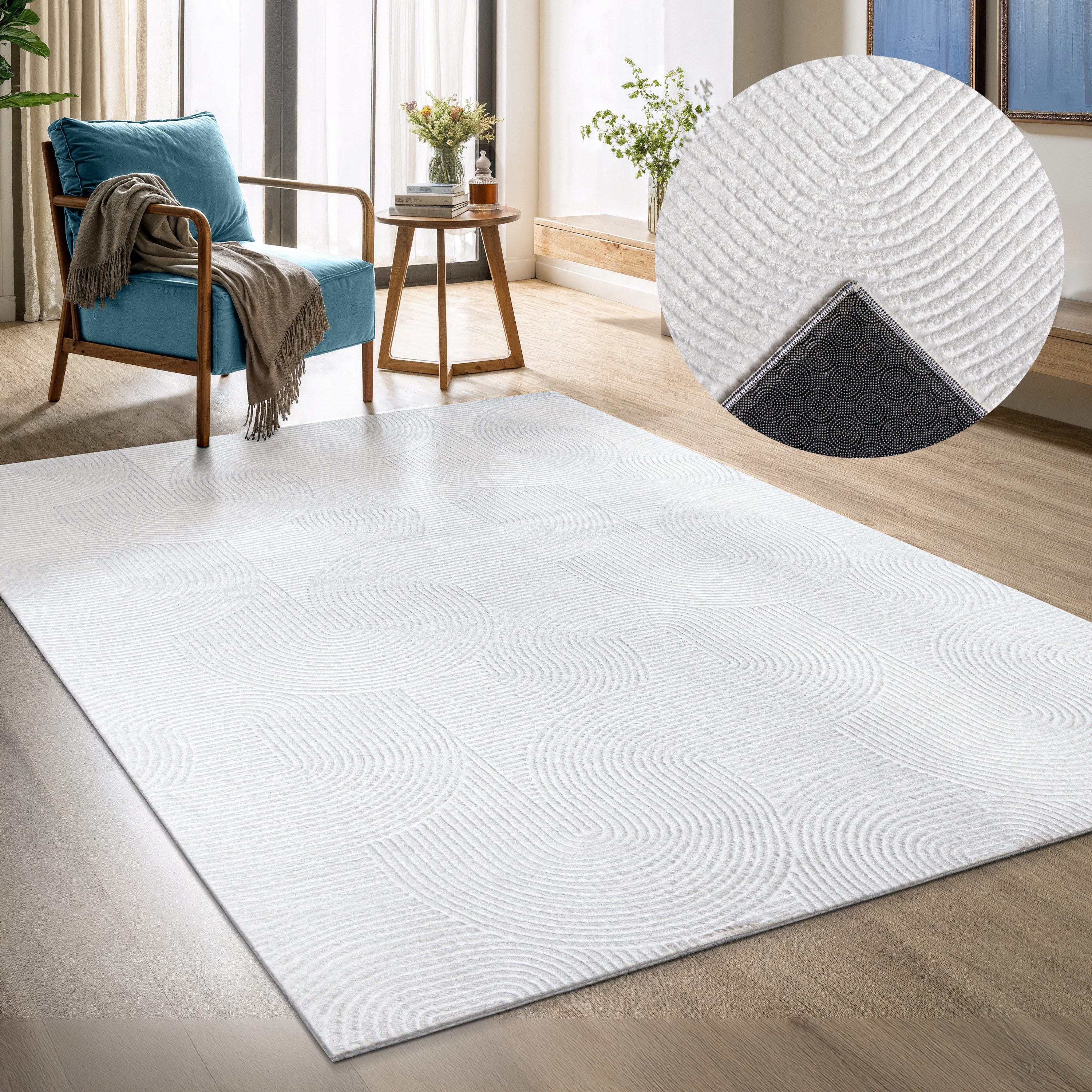 OTTO home Designteppich Zoelle 3D Optik/Hoch-Tief Effekt, rechteckig, Höhe: 8 mm, mit Anti-Rutsch-Rücken, angenehm weich, Teppich Wohnzimmer Boho Design