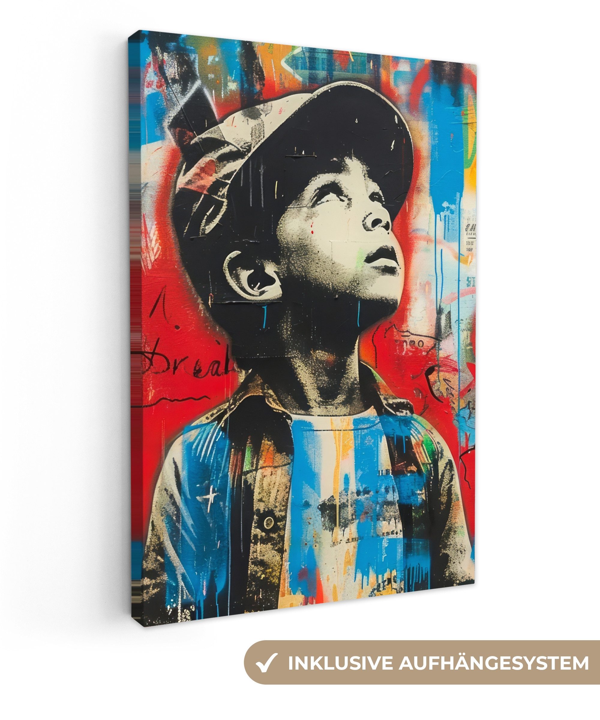 OneMillionCanvasses® Leinwandbild Graffiti - Junge - Straßenkunst - Farben, günstig online kaufen