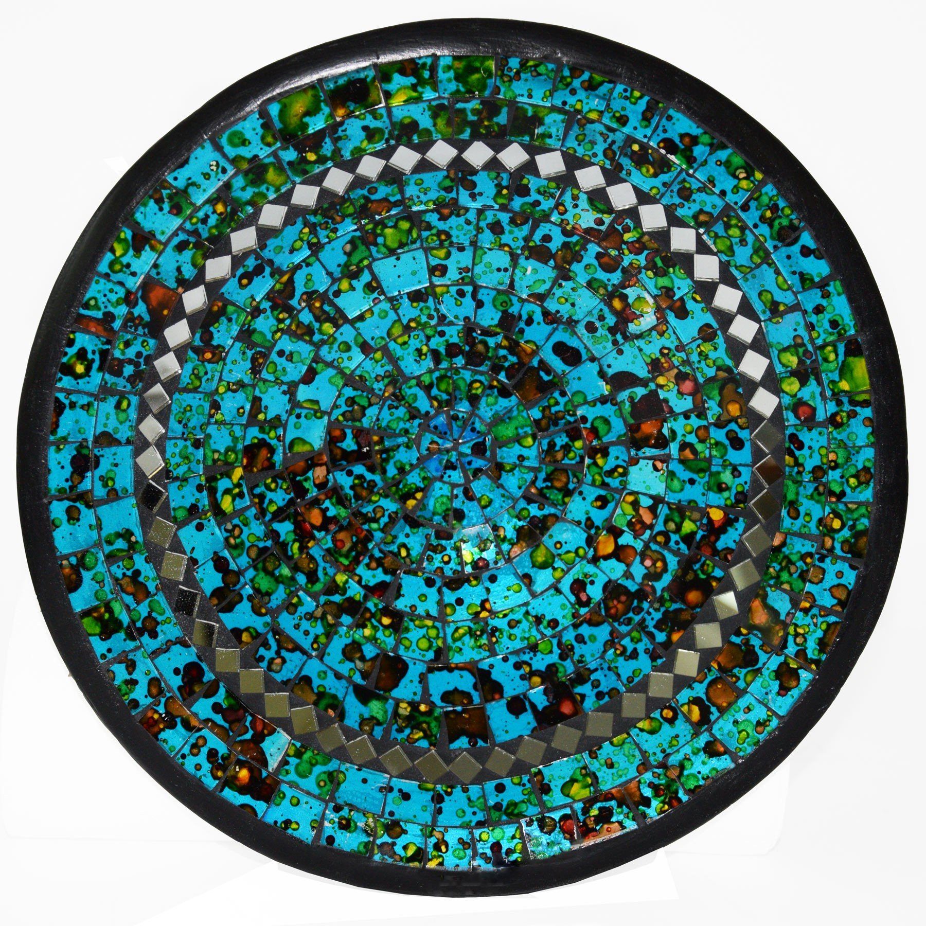 SIMANDRA Dekoschale Mosaikschale rund mit Spiegel XL (1-tlg) Blau