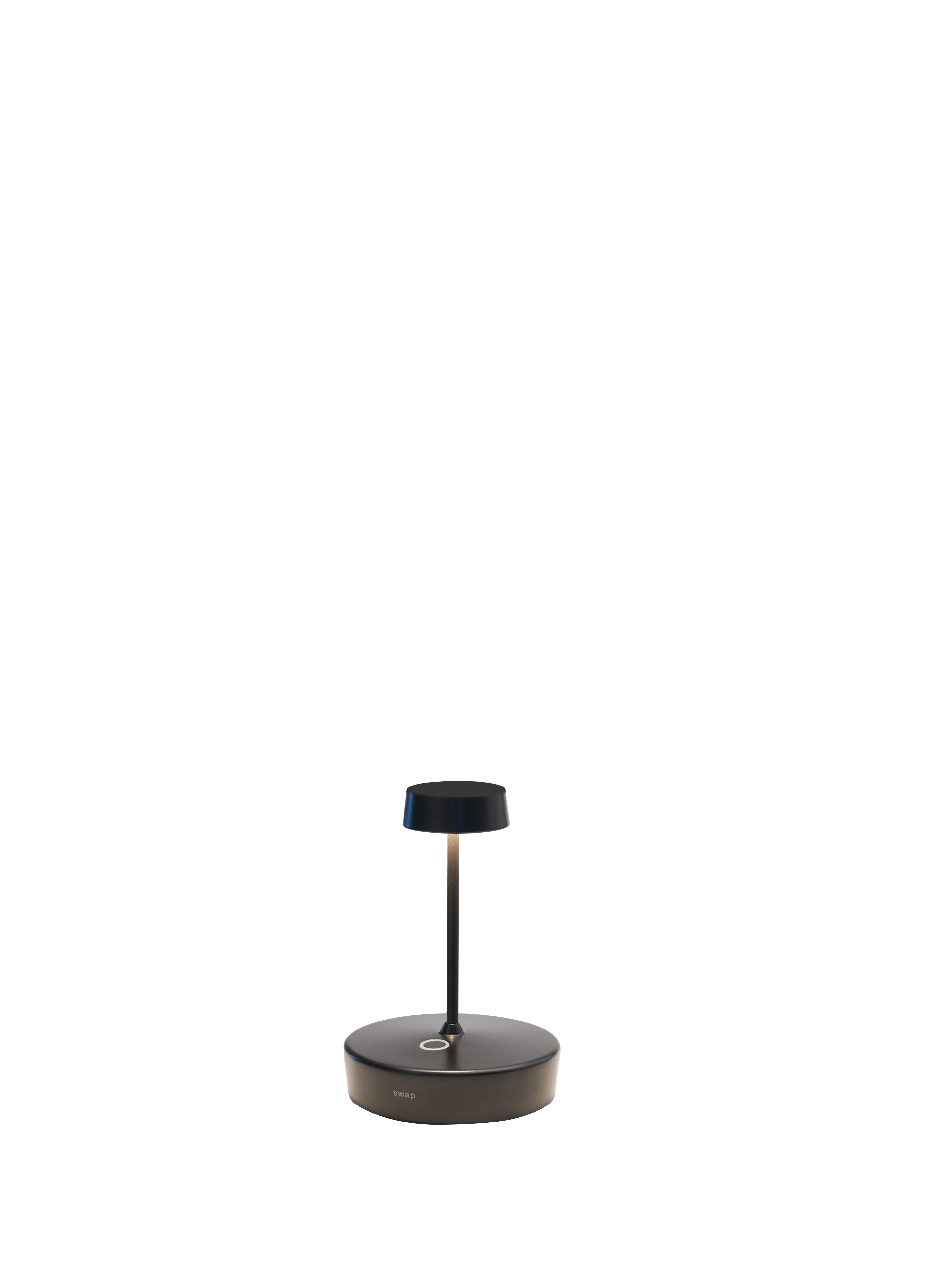 Zafferano LED Tischleuchte Swap Mini Pro, LED fest integriert, Warmweiß Schwarz