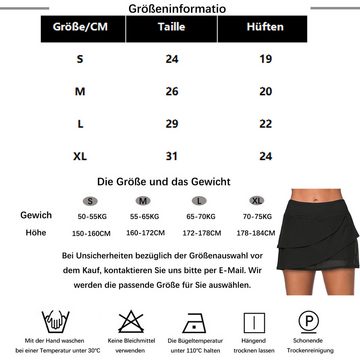 B.X Strandkleid Solider Damen-Schwimmrock mit integriertem Slip Unterteil mit mehrlagigem Bund und Rüschen Baderock Boxer-Badehose