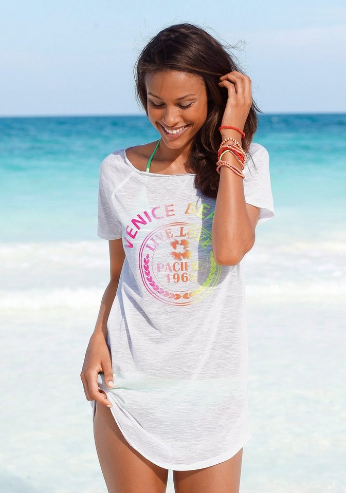 Venice Beach Longshirt mit Frontprint, Shirtkleid, Strandkleid, luftig und  leicht
