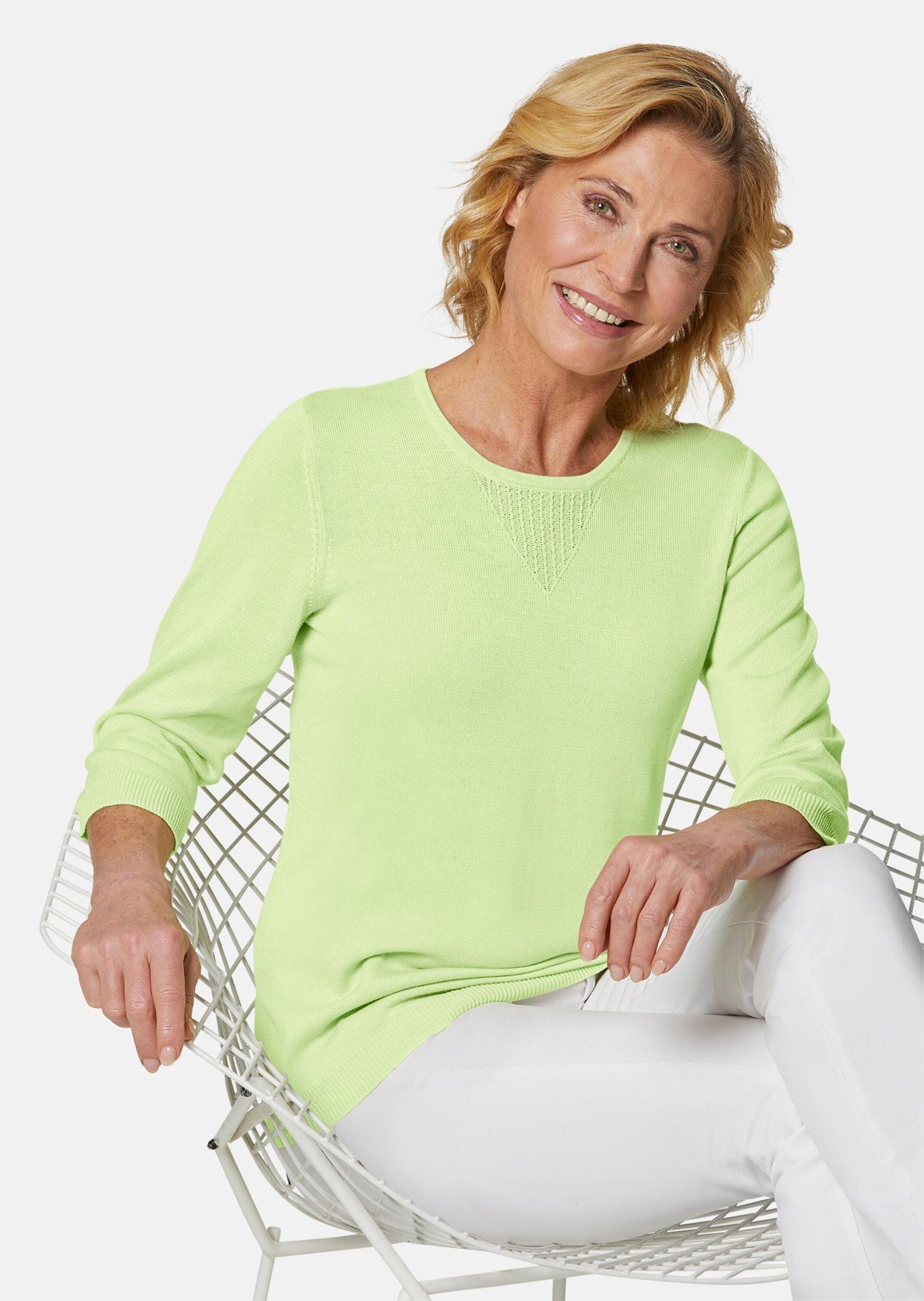 GOLDNER 3/4 Arm-Pullover Sommerlicher Strickpullover mit Ajourmuster