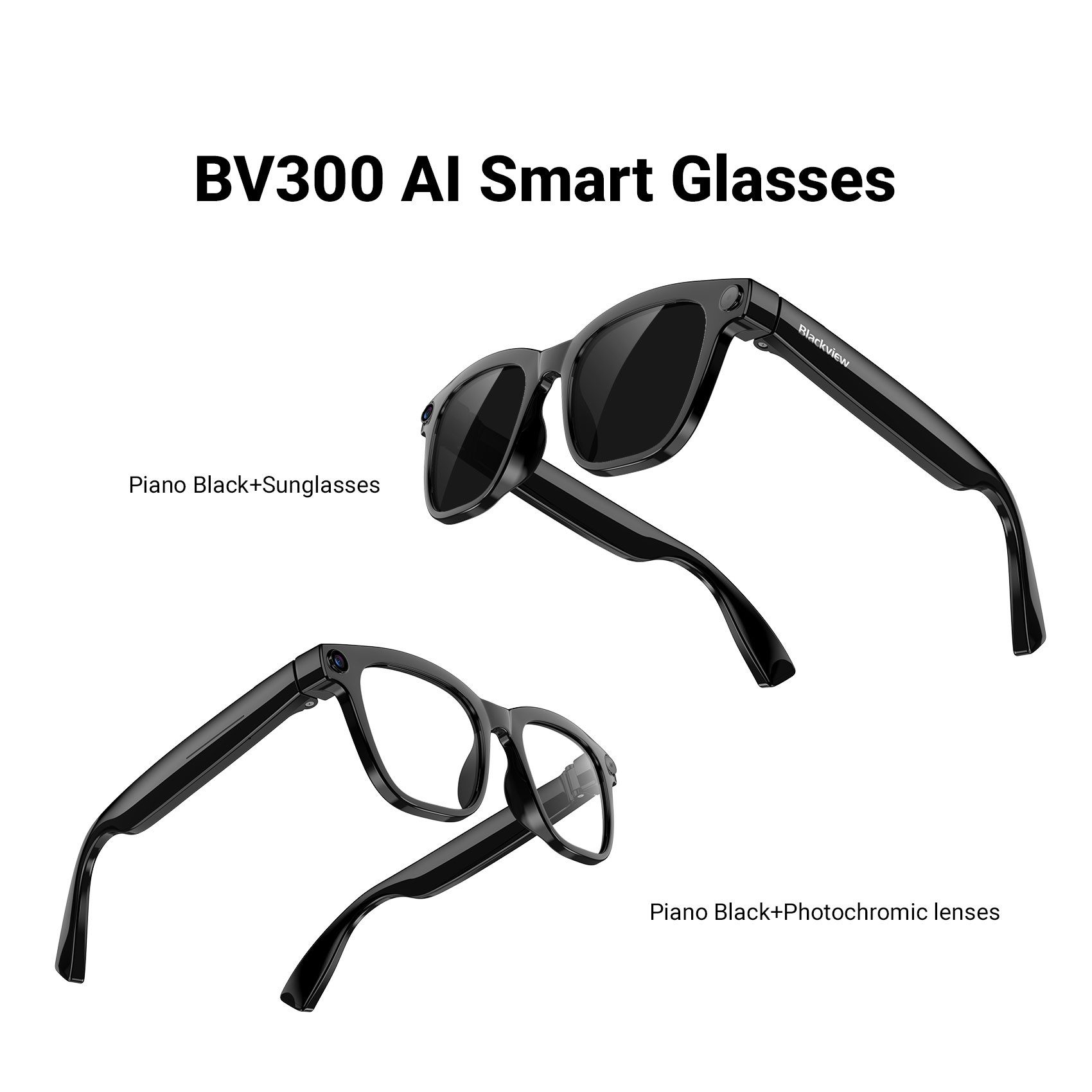 blackview Sonnenbrille KI-Smartbrille mit Echtzeitübersetzung, Sprachassistent, 8MP AI Kamera Bluetooth-Anruf, Foto & Video, Open-Ear Musik, IP54, 10h Akku