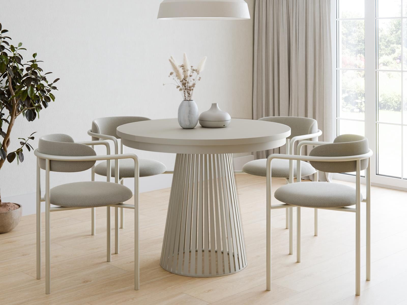 Compleo Esstisch Rund, Säulengestell mit Rillenstruktur DAST (TOPSELLER), A günstig online kaufen