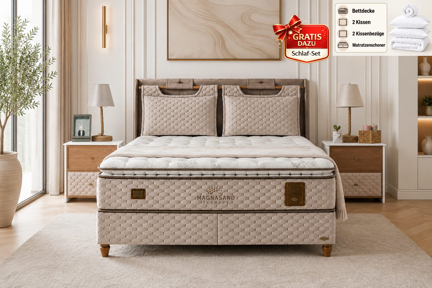 BAMBI YATAK Boxspringbett mit Bettkasten, Bambi Magnasand, Bett mit Matratze & Stauraum H3 (Schlafzimmerbett, Matratze mit Topper, 90x200 …