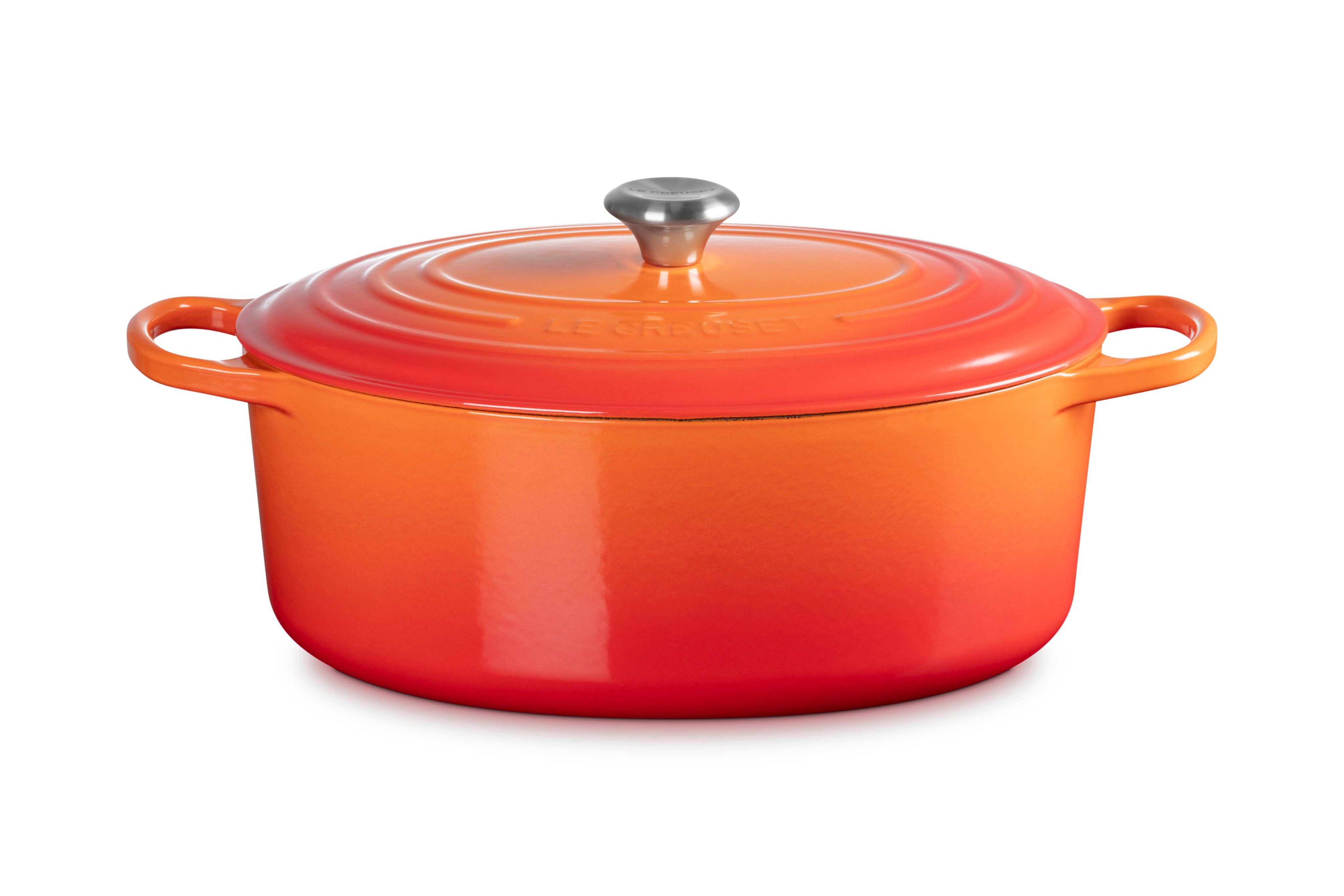 LE CREUSET Bräter Gusseisen-Bräter mit Deckel, Oval, Ø 35 cm, Ofenrot, 21178350902430