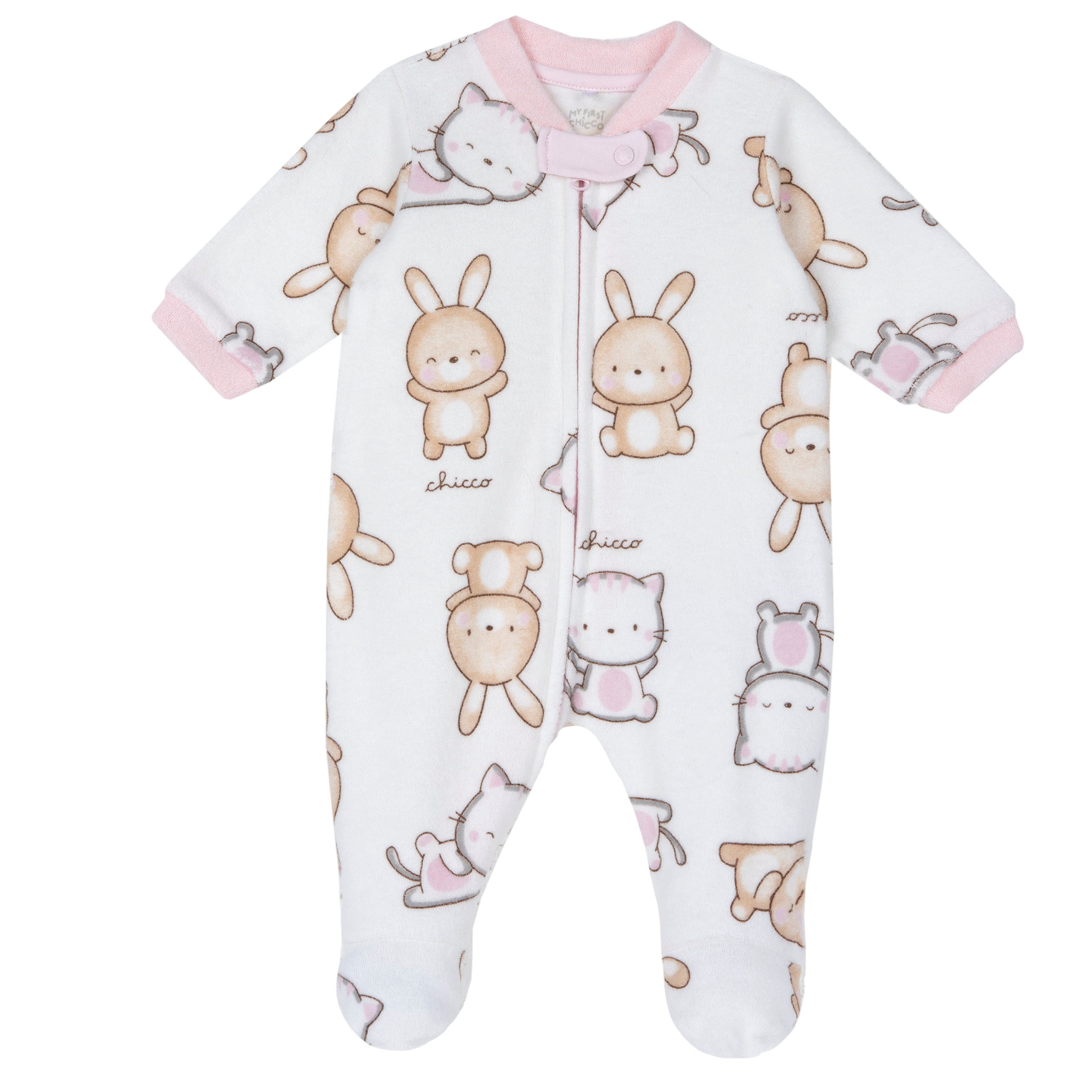 Chicco Plüschoverall Strampler (2-tlg) Reißverschluss mit Einklemmschutz