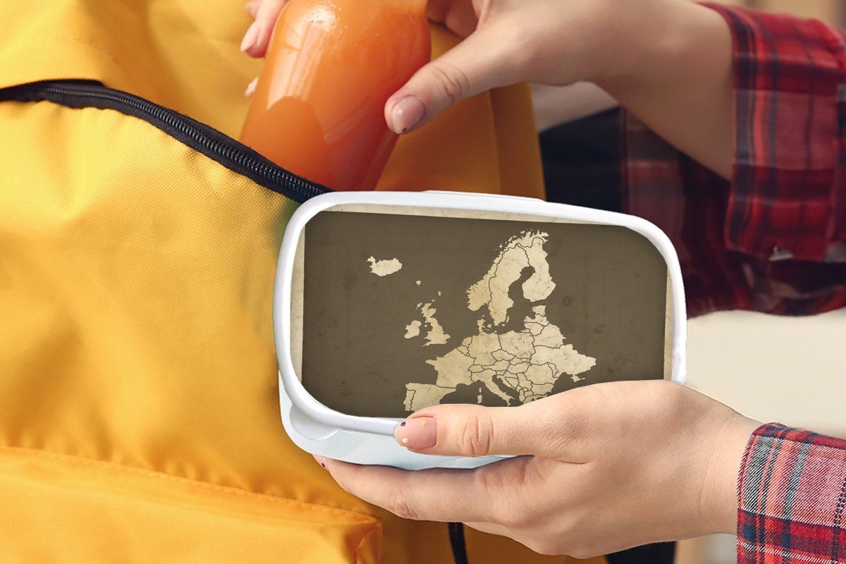 (2-tlg), - Jungs Kinder für Jahrgang, - und weiß Karte Europa Lunchbox Erwachsene, Mädchen Kunststoff, Brotdose, und Brotbox MuchoWow für