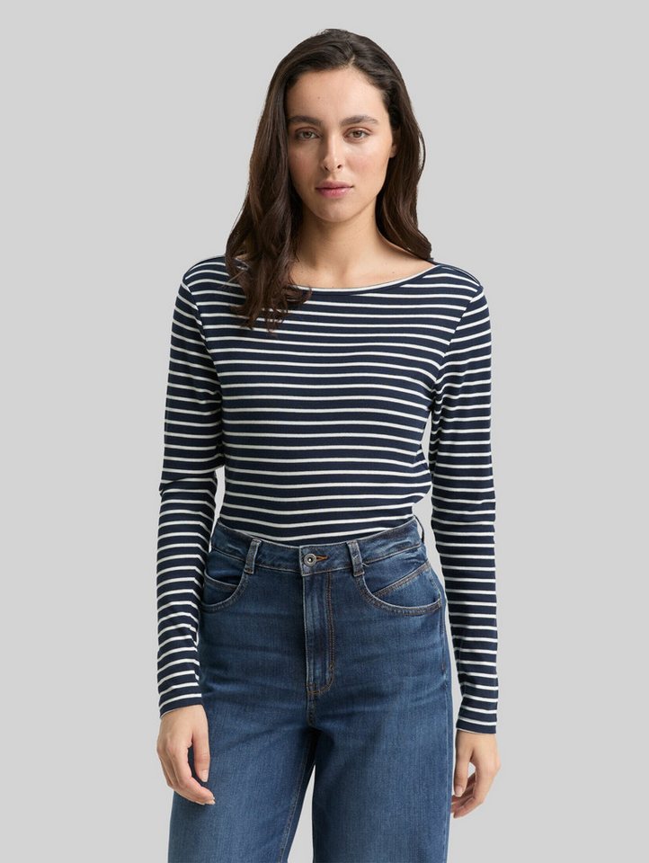 TOM TAILOR Langarmshirt T-Shirt Langarmshirt mit Streifenmuster