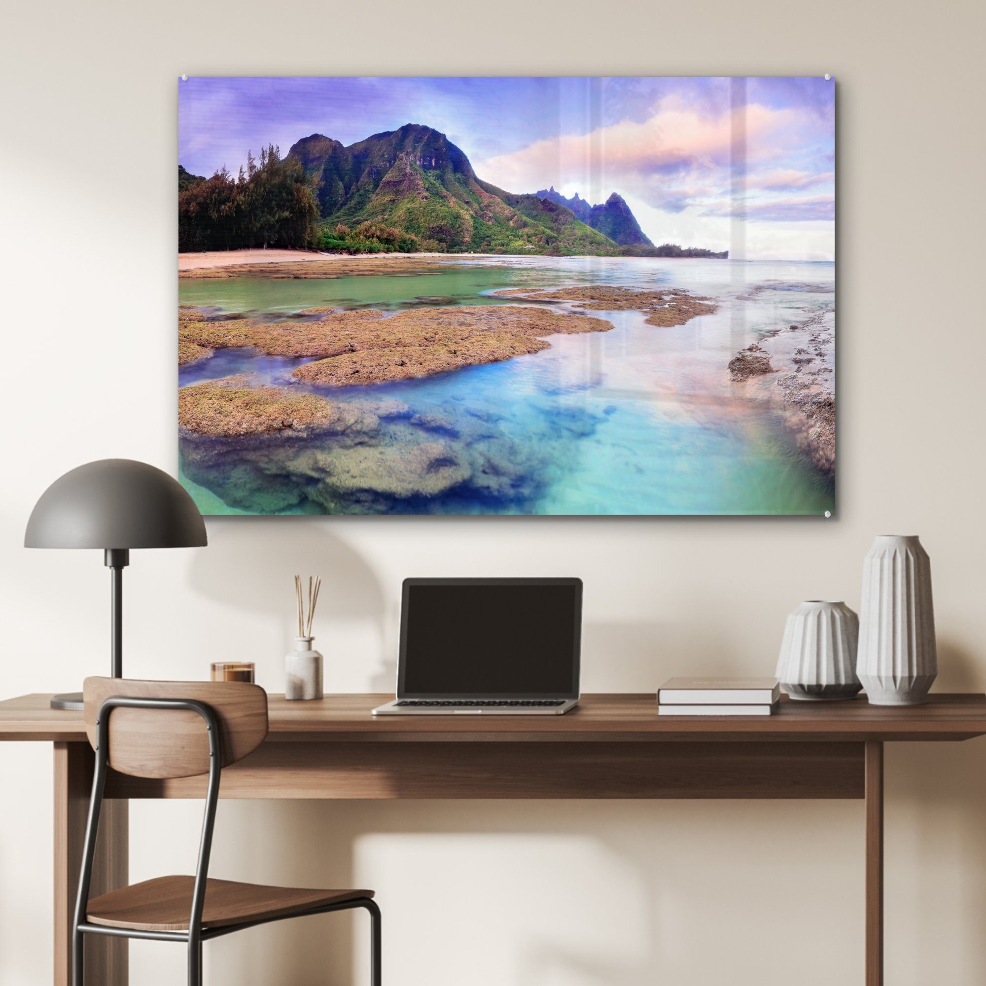 Wasser Kauai, (1 Acrylglasbild Acrylglasbilder MuchoWow Wohnzimmer Felsen im Schlafzimmer von St), &