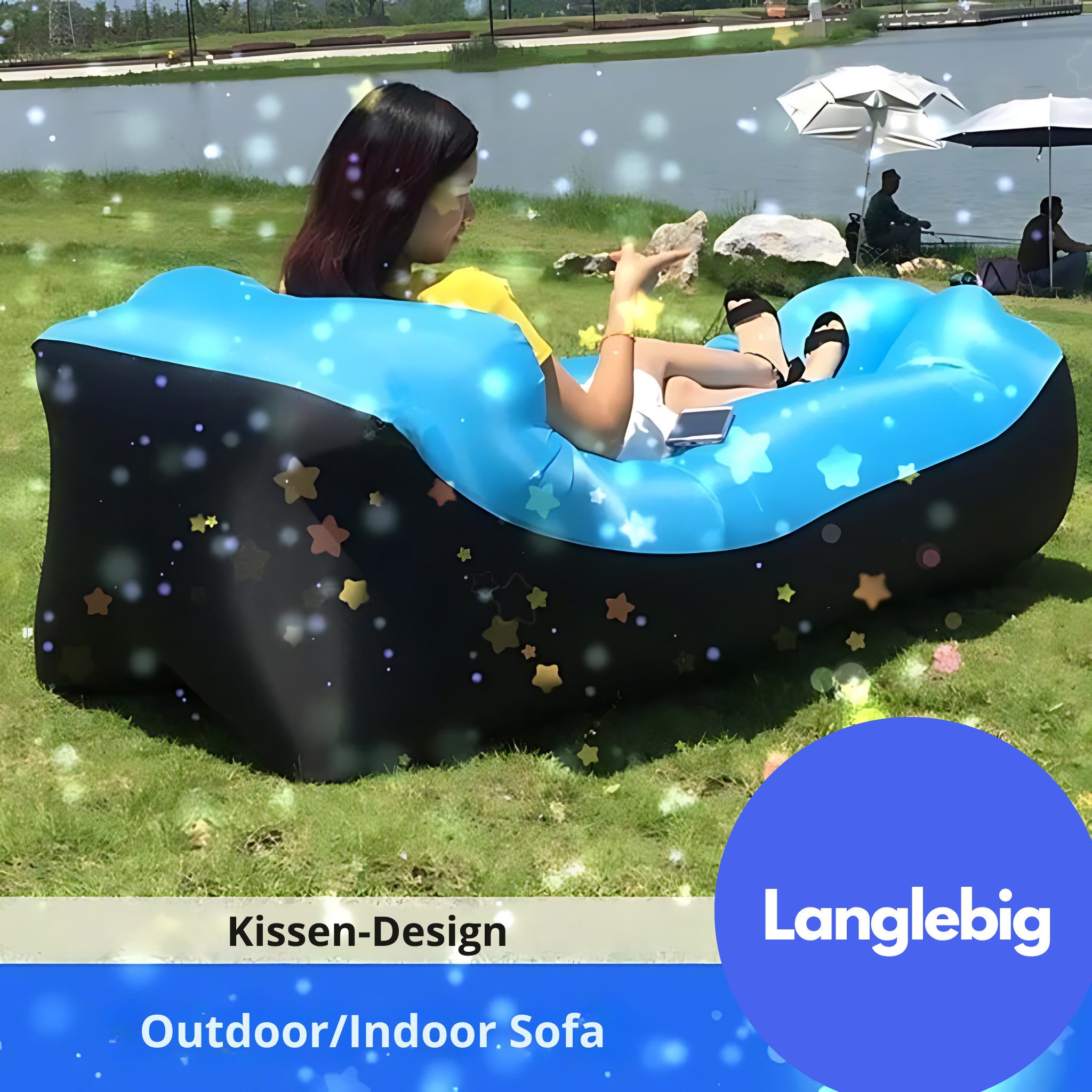 HS.SUPPLY Luftbett Strandsofa, aufblasbares Bett, aufblasbares Sofa, (Komplettset), Outdoor/ Indoor Luftsofa