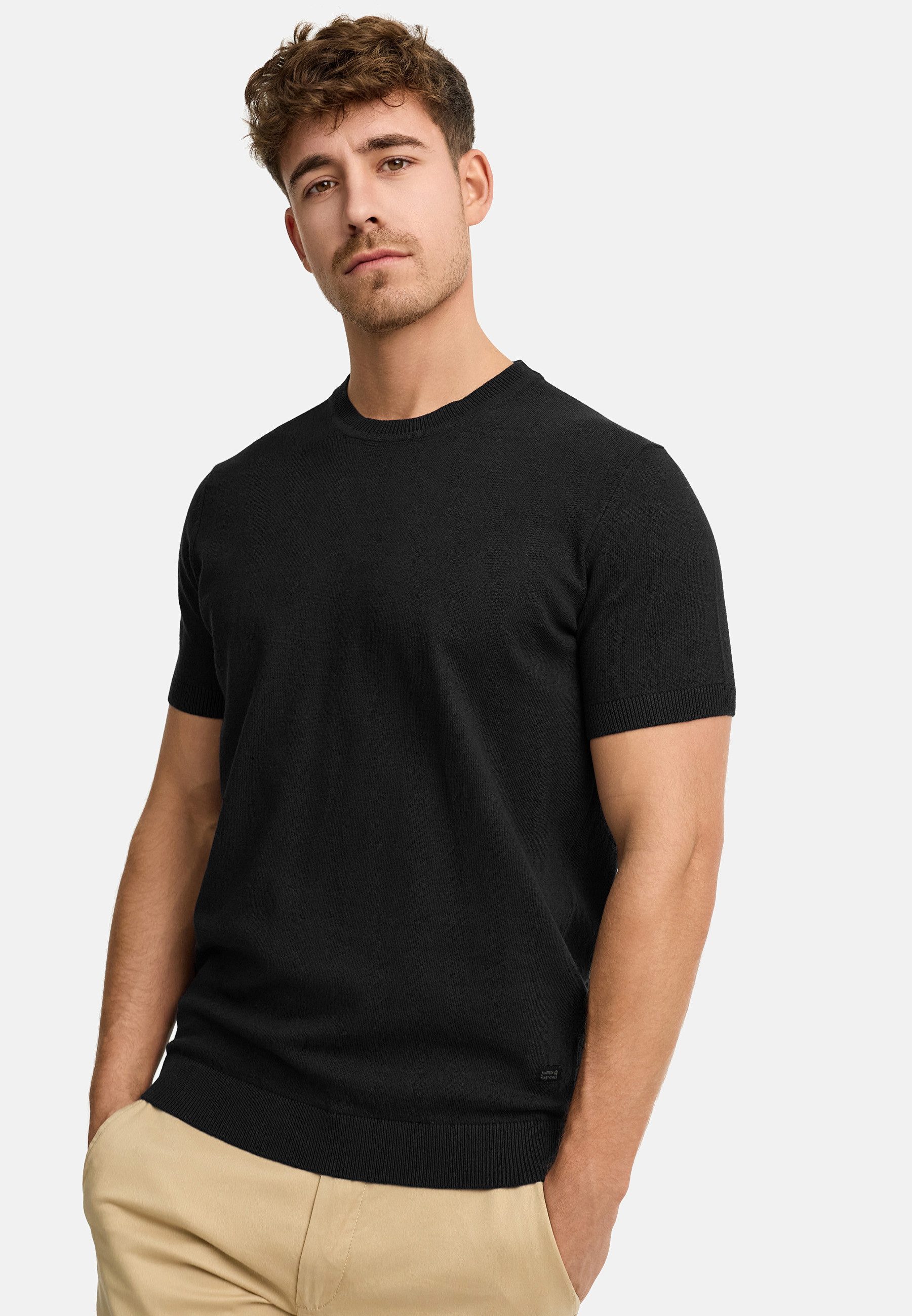 Indicode T-Shirt Herren INVasko Shirt Tee Herrenshirt T-Shirt Feinstrick mit Rippstricksaum