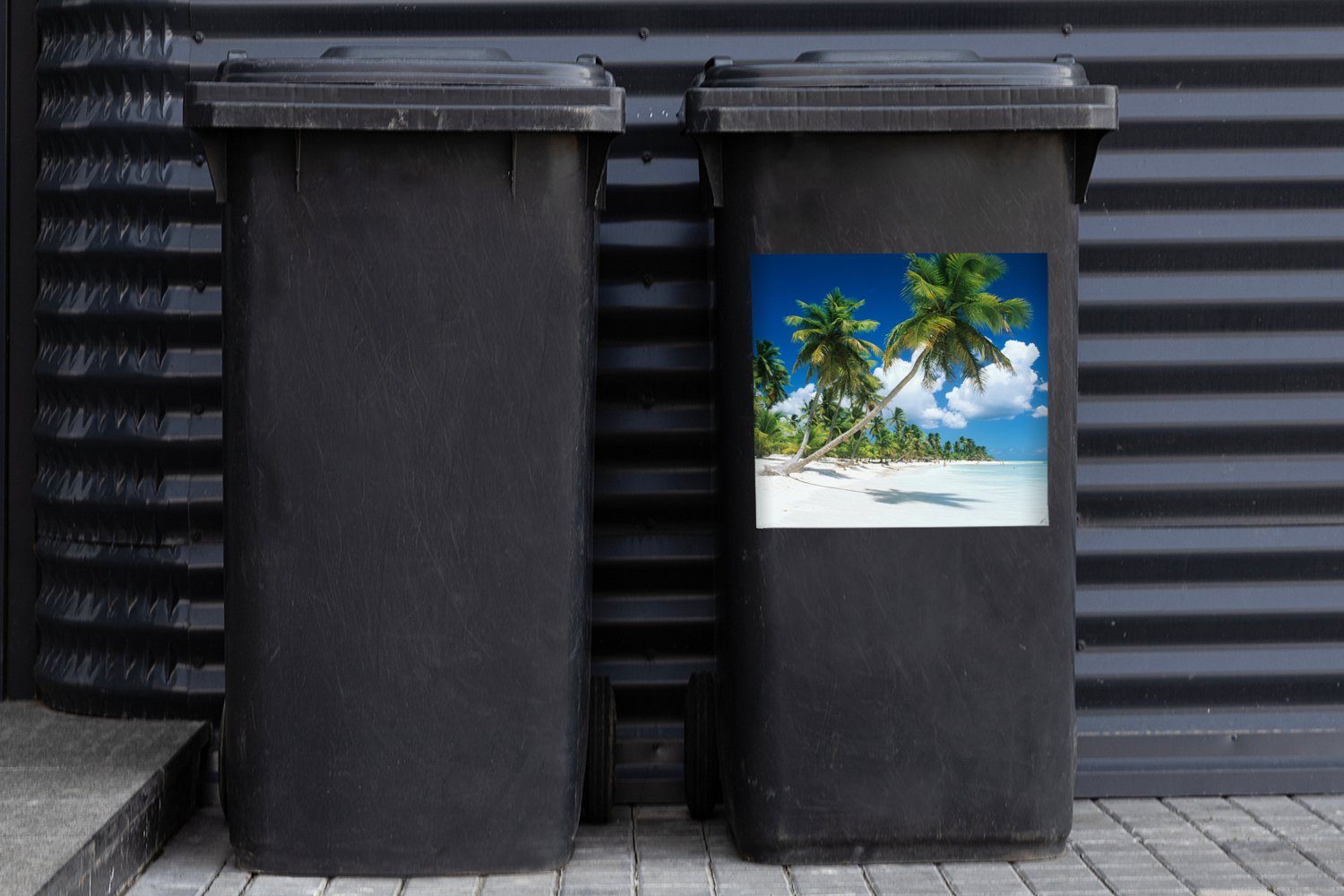 - Mülleimer-aufkleber, (1 Container, Abfalbehälter - Tropisch Mülltonne, St), Wandsticker Palme MuchoWow Sticker, Strand