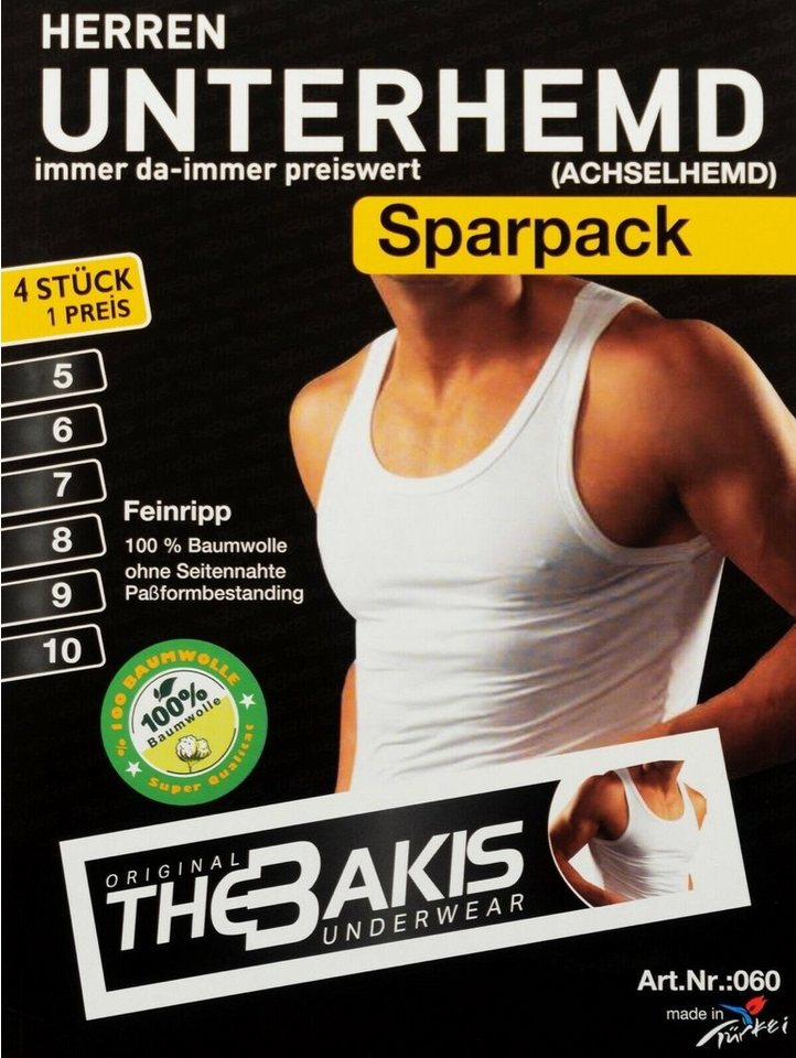 TEXEMP Unterhemd 4er Pack Herren Unterhemd Tank Top Achselhemd Feinripp  Shirt 100% Baumwolle Muskelshirt Weiß S-3XL (Packung, 4er-Pack)