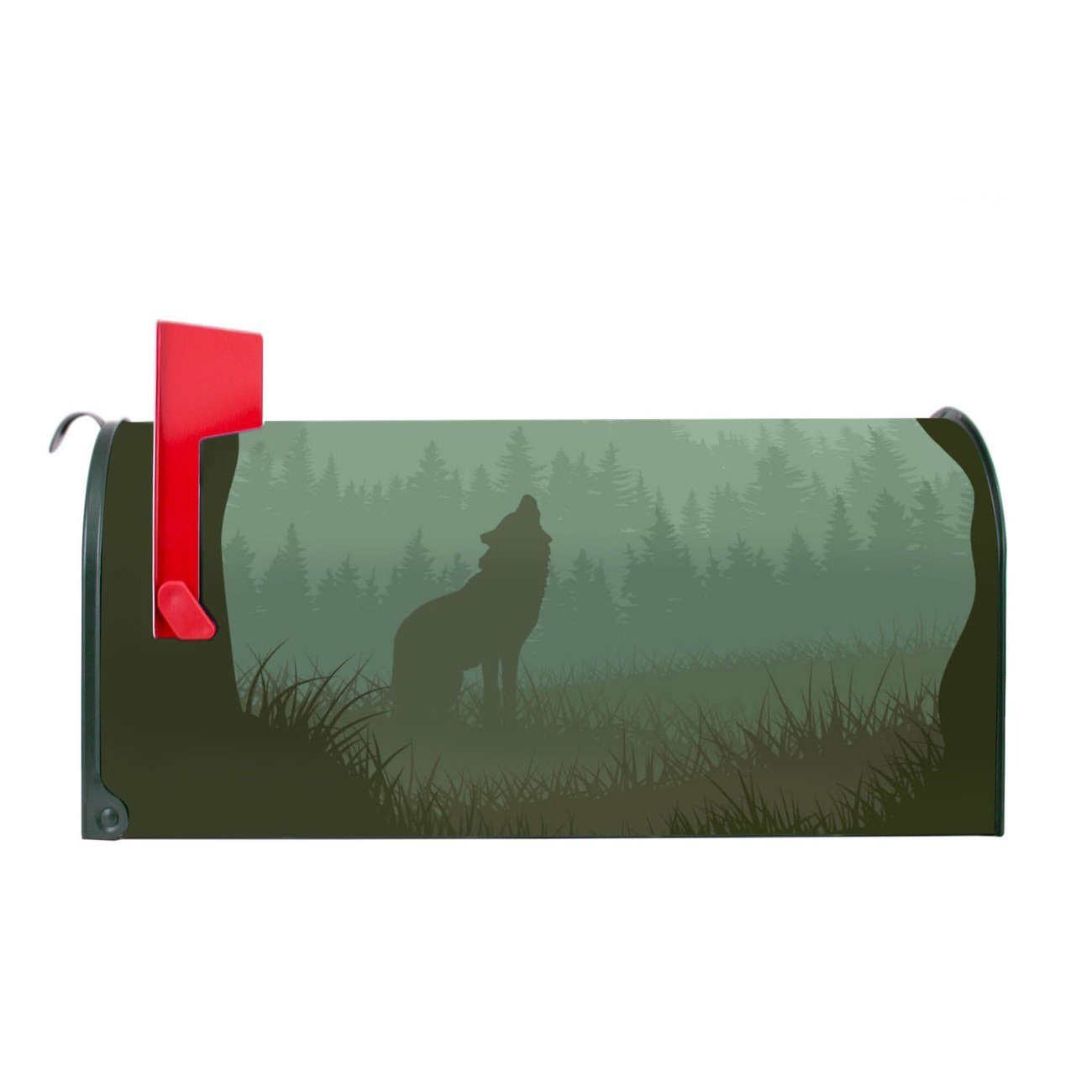 original x (Amerikanischer x Briefkasten grün 17 22 Mailbox USA), Briefkasten, Amerikanischer banjado Wolf Mississippi 51 Heulender cm aus